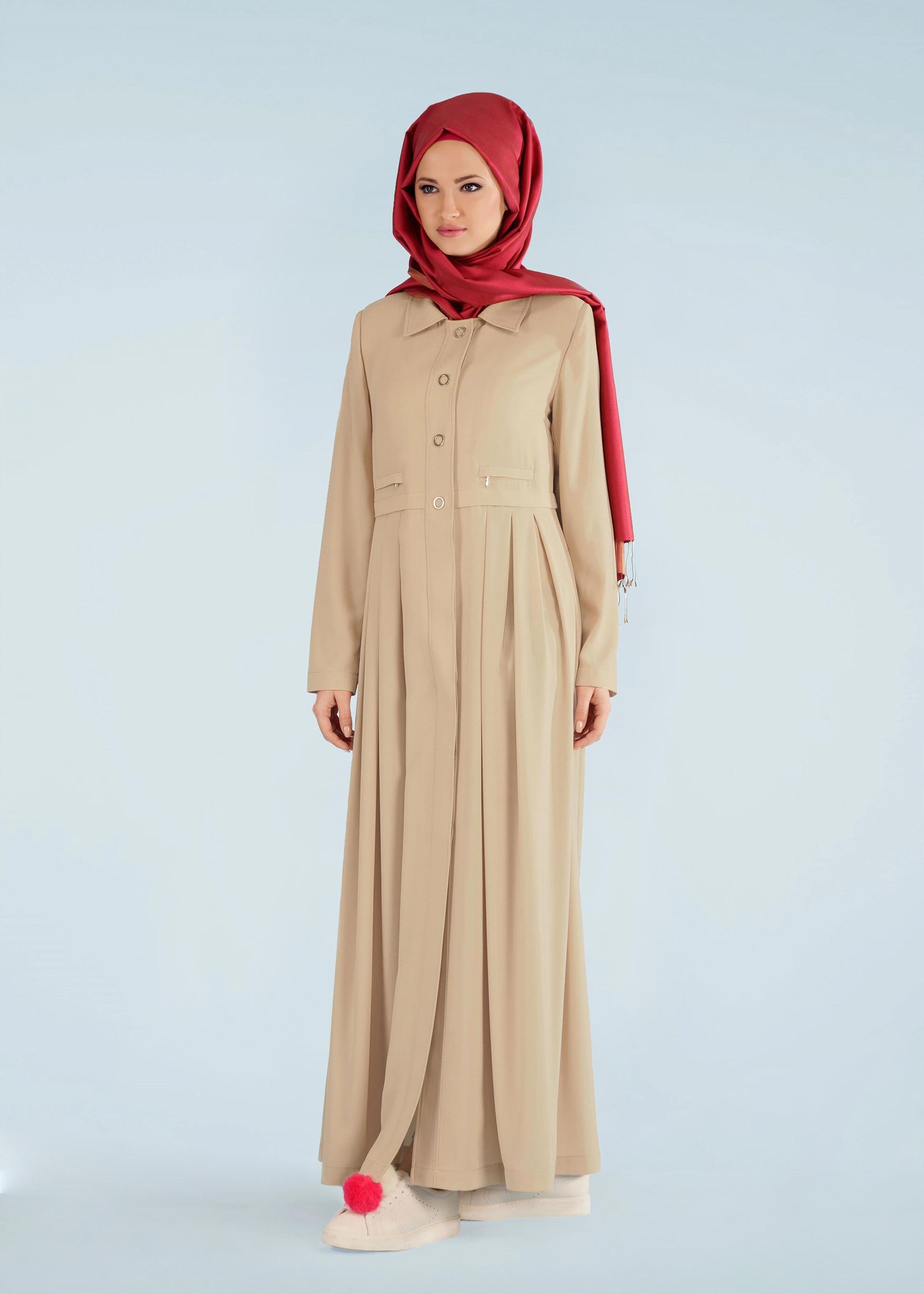 Tesettür giyim BEJ 1028 SUFLE PARDESÜ 38/44 TEK40