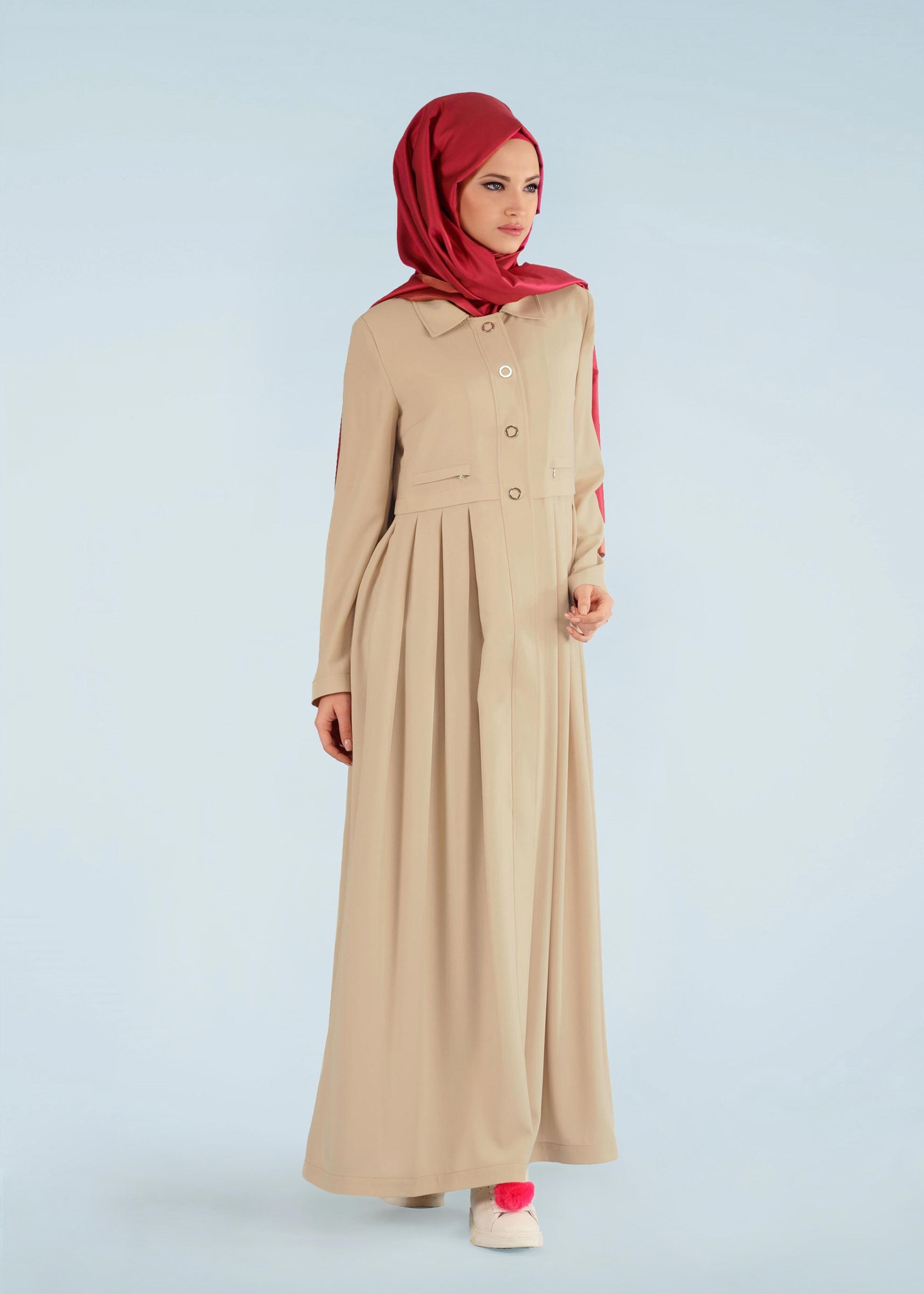 Tesettür giyim BEJ 1028 SUFLE PARDESÜ 38/44 TEK40