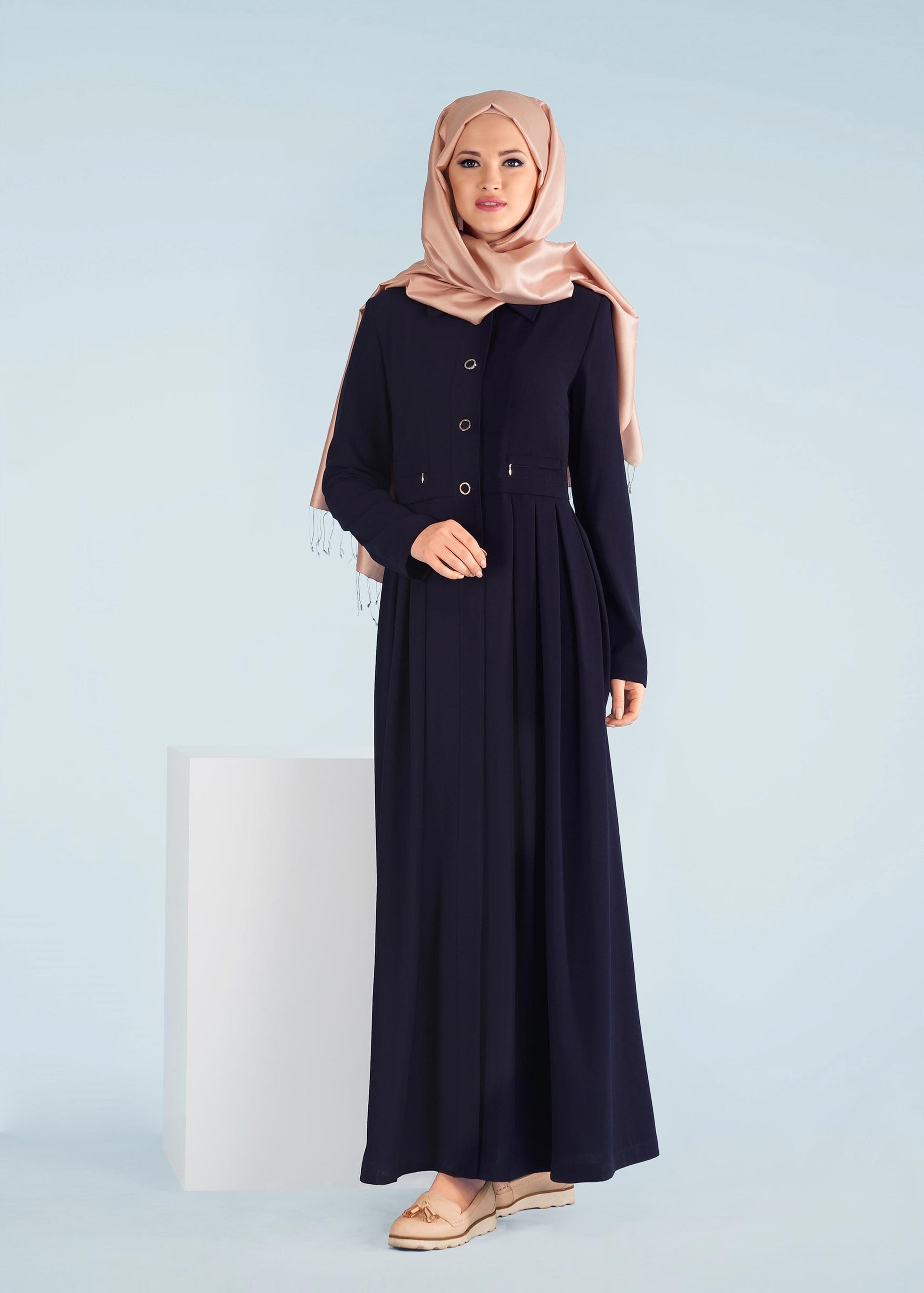 Tesettür giyim LACİVERT 1028 SUFLE PARDESÜ 38/44 TEK40