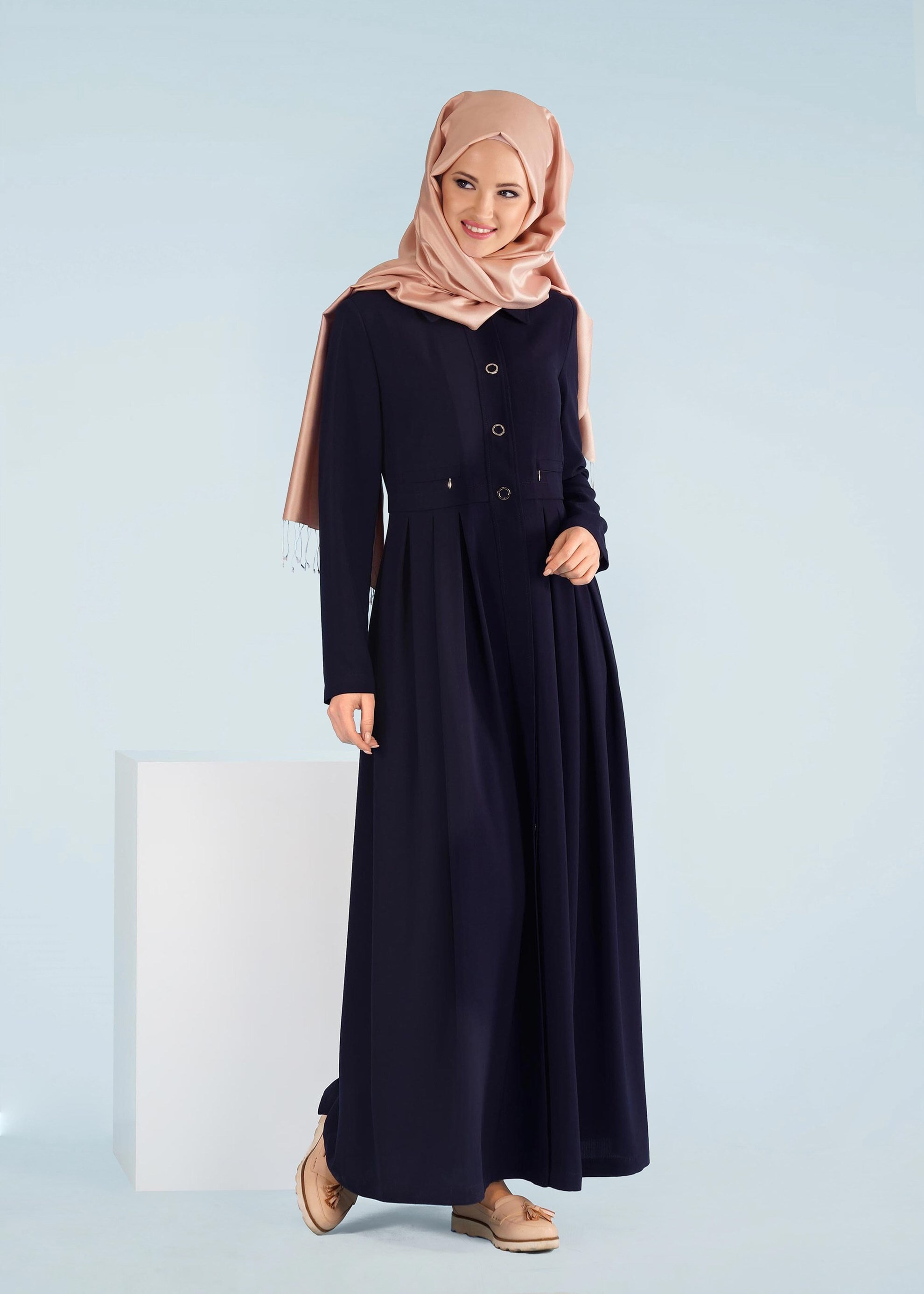 Tesettür giyim LACİVERT 1028 SUFLE PARDESÜ 38/44 TEK40