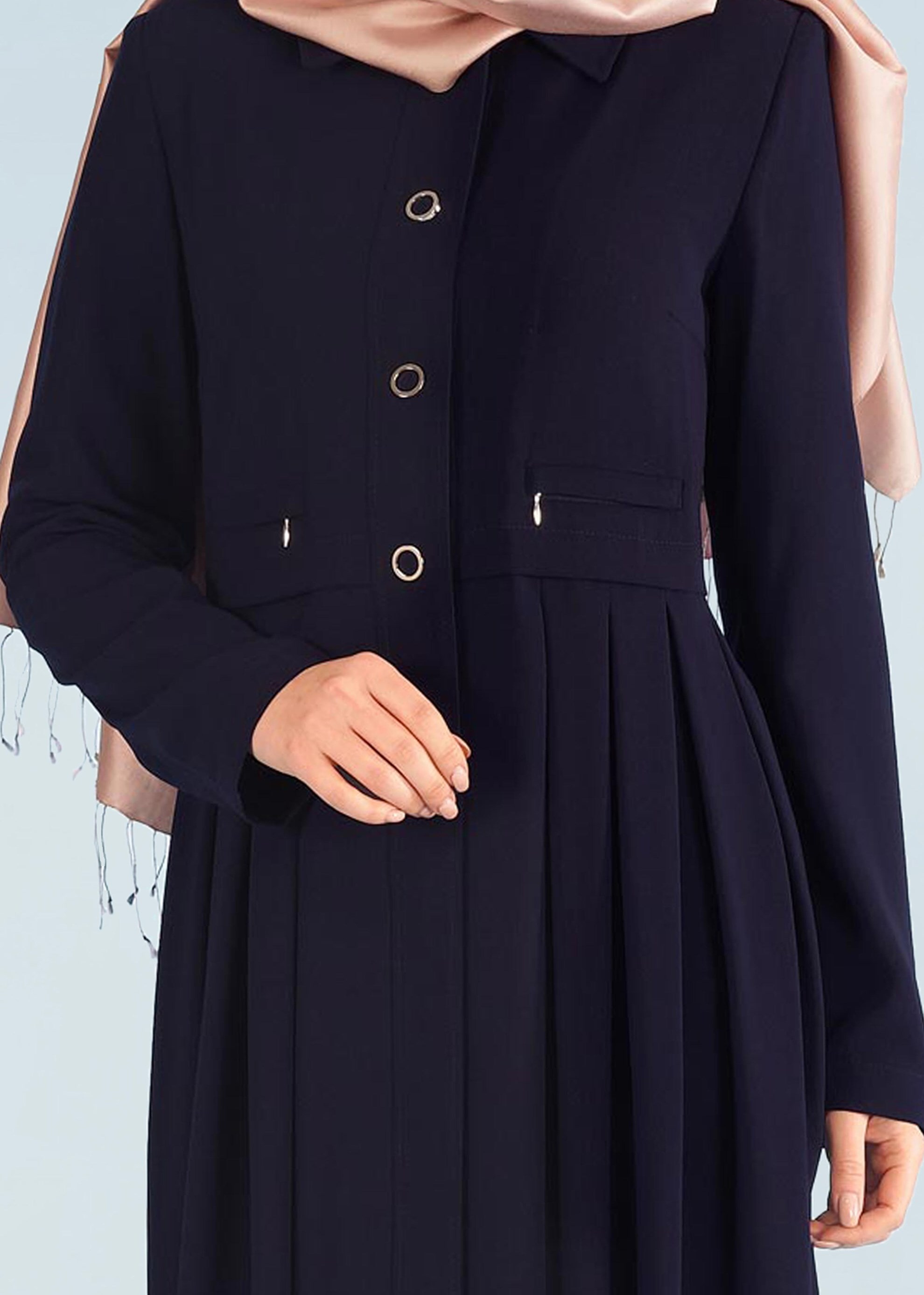 Tesettür giyim LACİVERT 1028 SUFLE PARDESÜ 38/44 TEK40