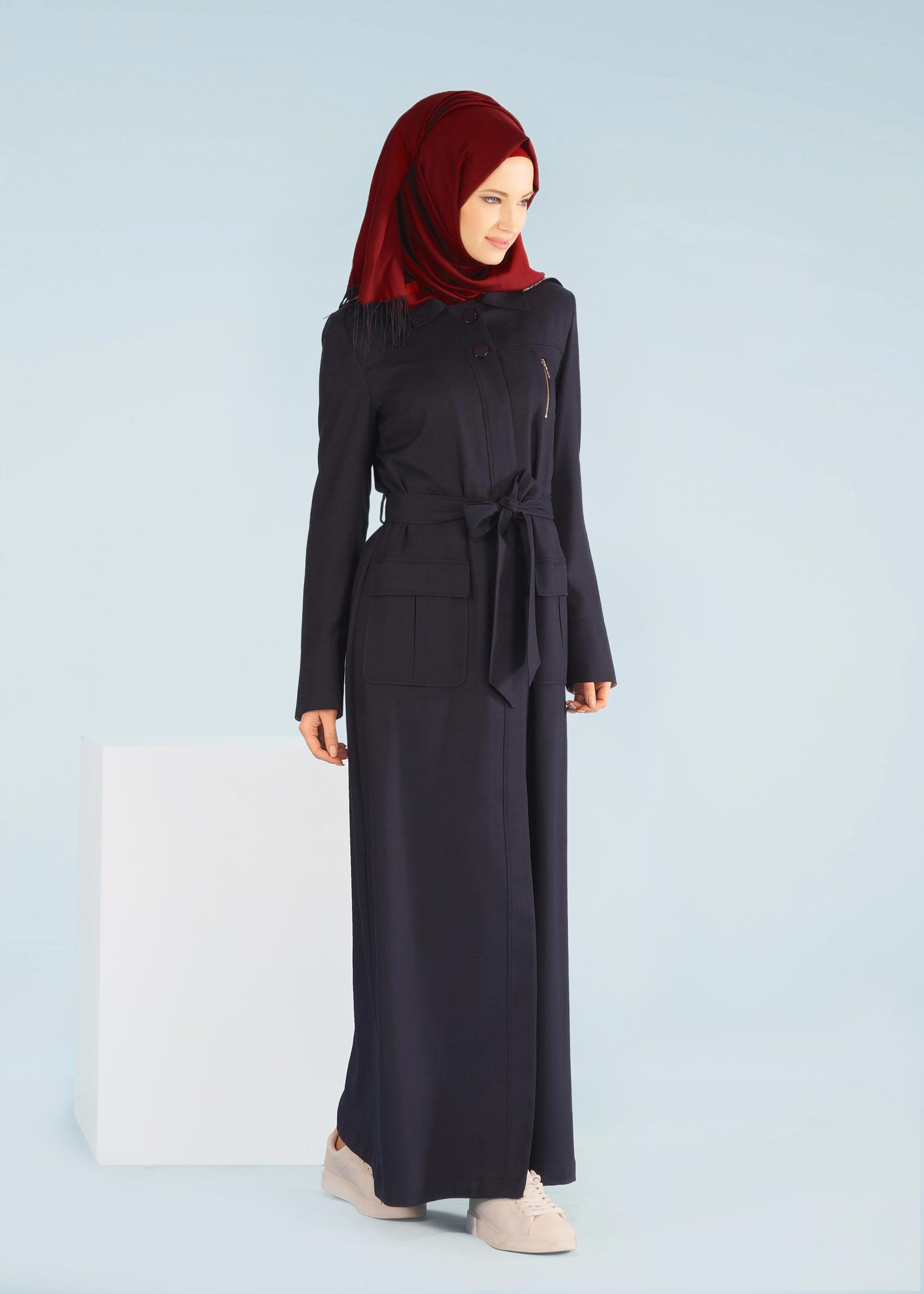 Tesettür giyim LACİVERT 1029 NEW SHİNE PARDESÜ 40/48 TEK38