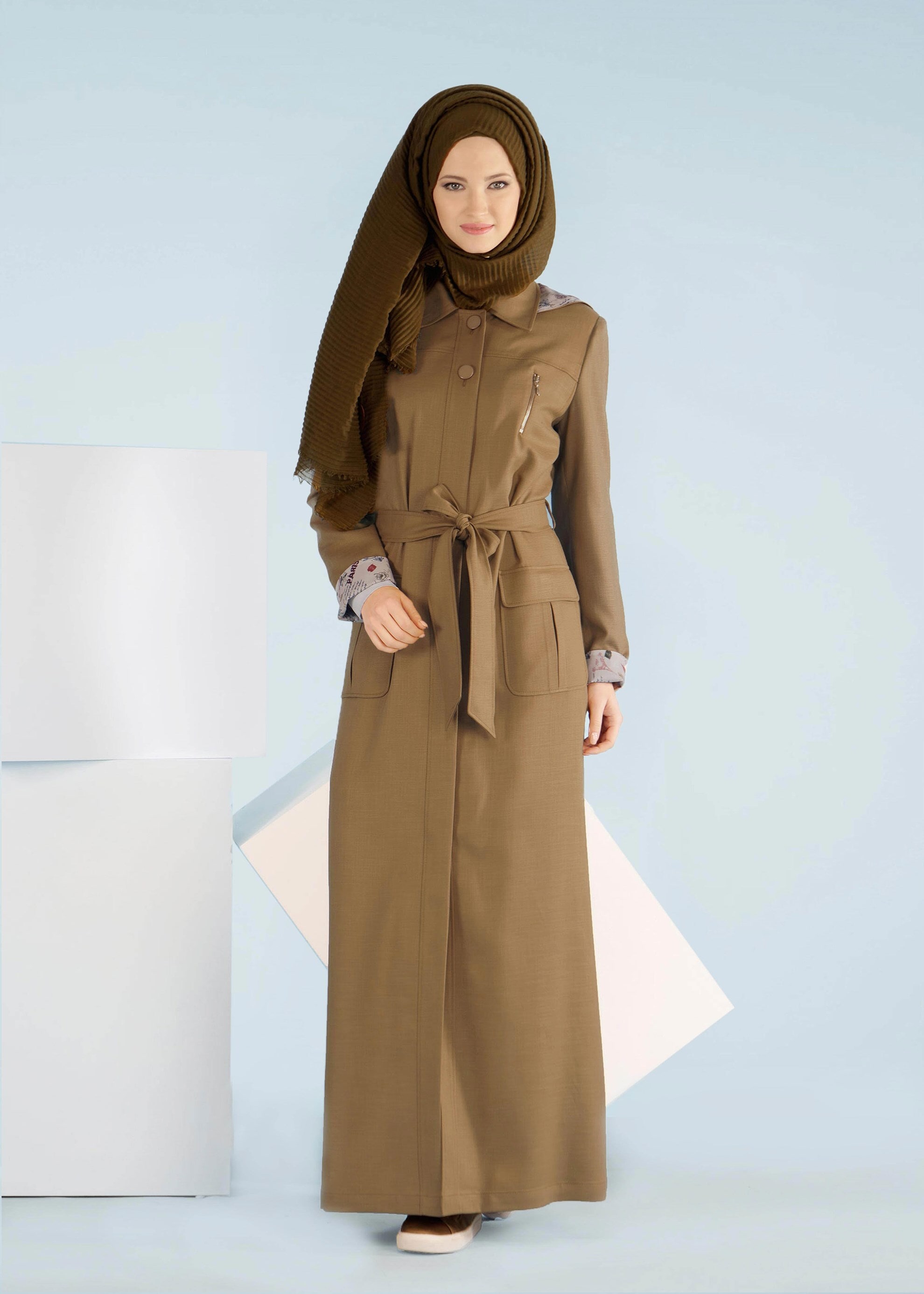 Tesettür giyim YEŞİL 1029 NEW SHİNE PARDESÜ 40/48 TEK38