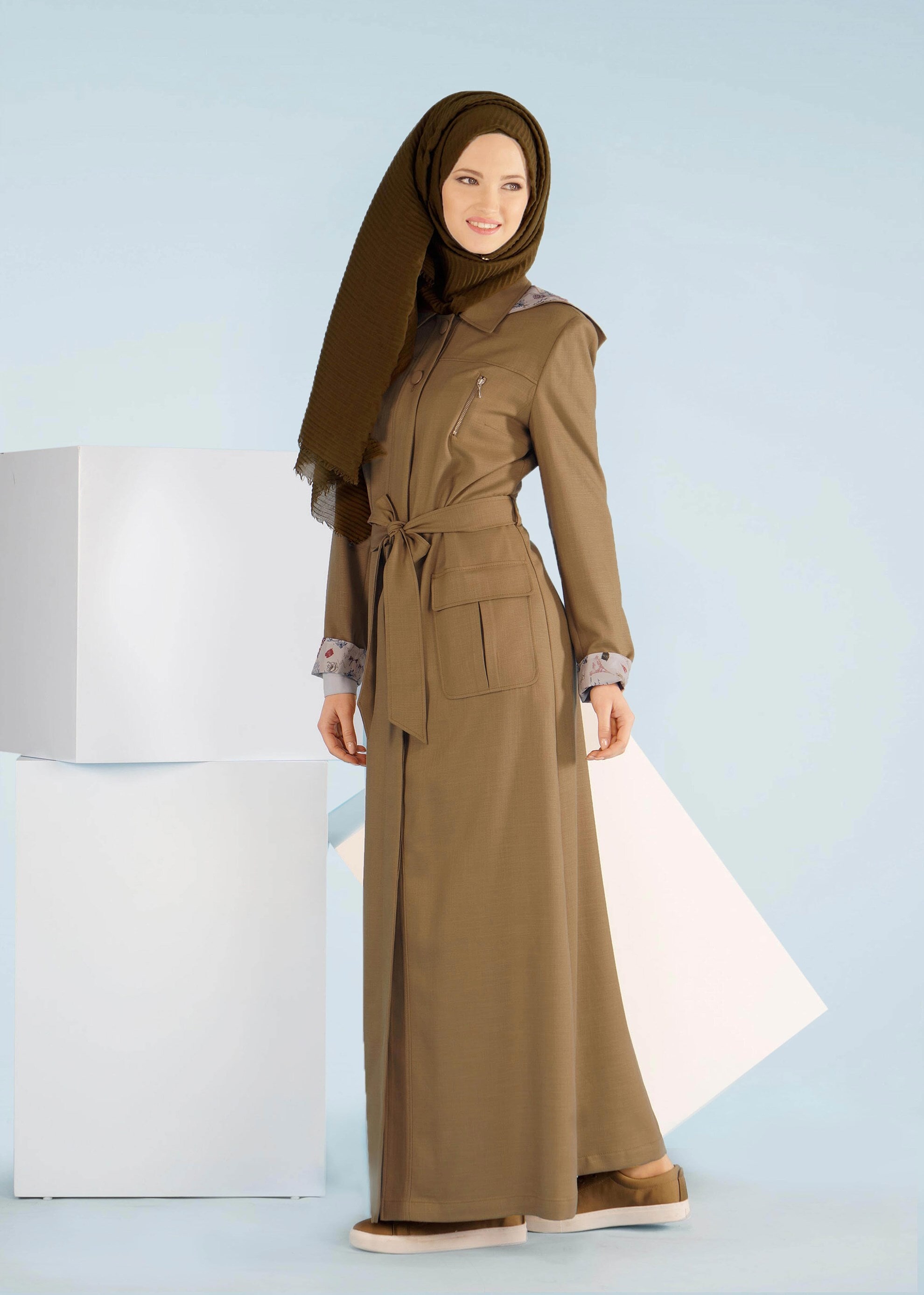 Tesettür giyim YEŞİL 1029 NEW SHİNE PARDESÜ 40/48 TEK38