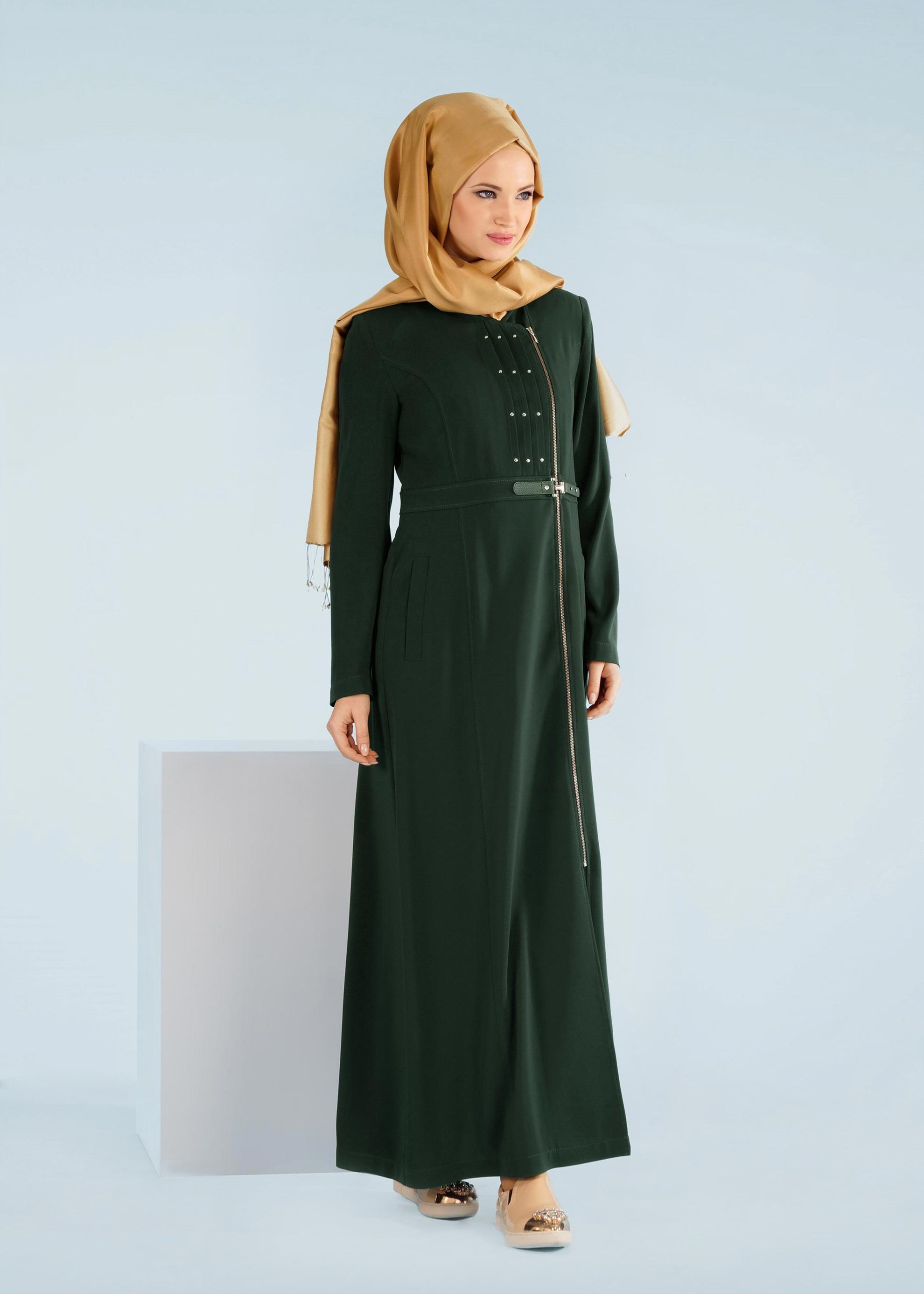 Tesettür giyim YEŞİL 1036 VİRONA TESETTÜR PARDESÜ 38/46 TEK42