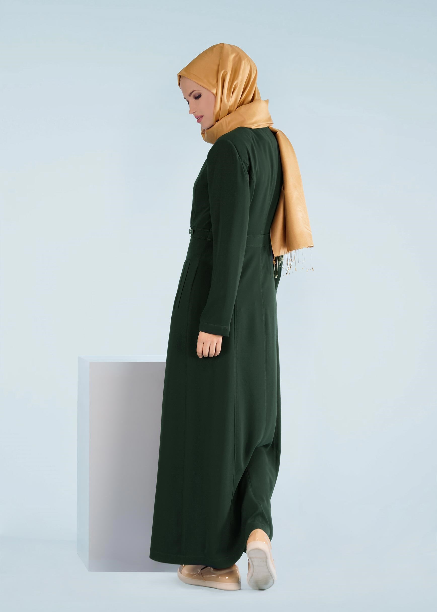 Tesettür giyim YEŞİL 1036 VİRONA TESETTÜR PARDESÜ 38/46 TEK42