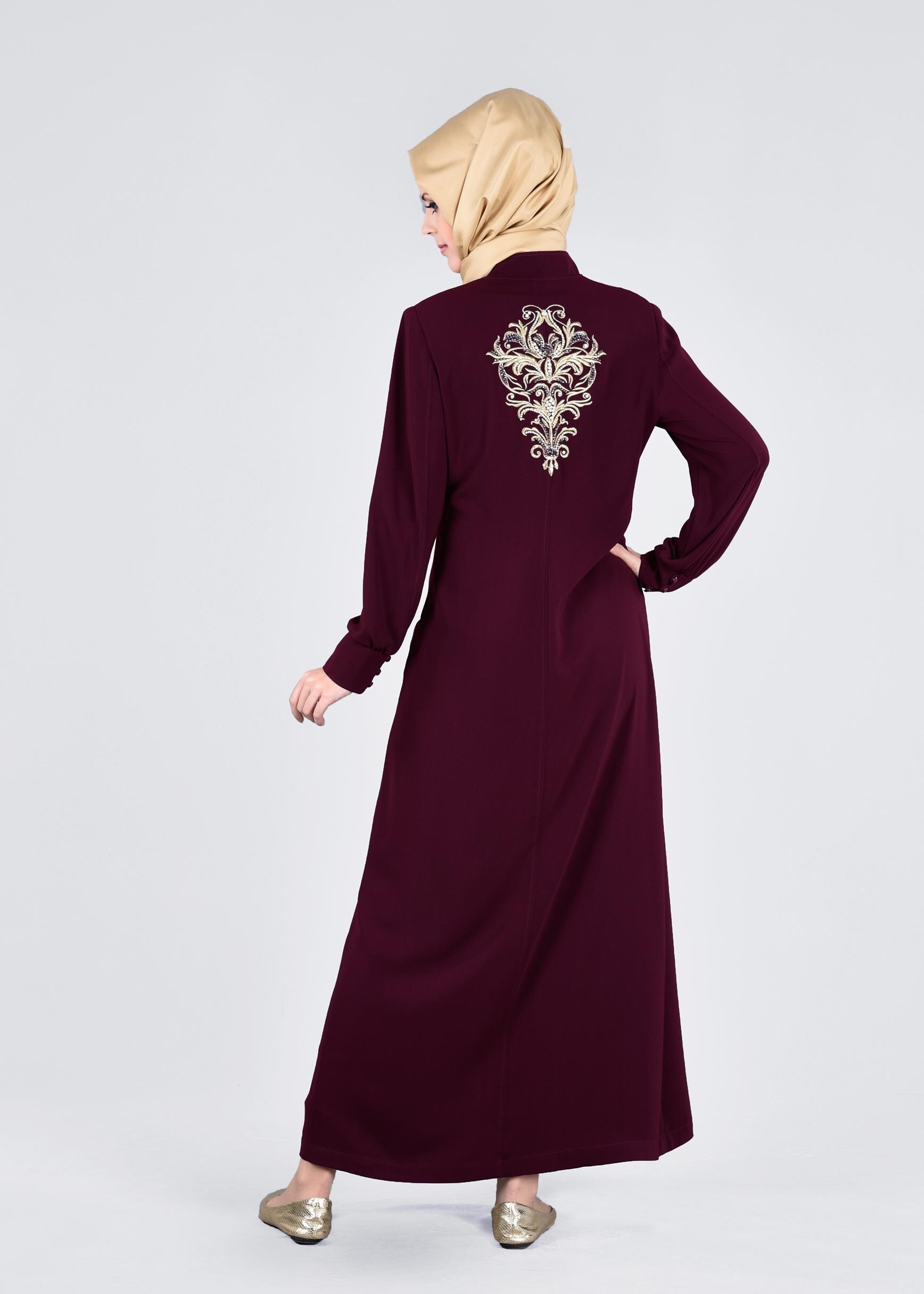Tesettür giyim BORDO 1037 VİRONA PARDESÜ 42/50 TEK40