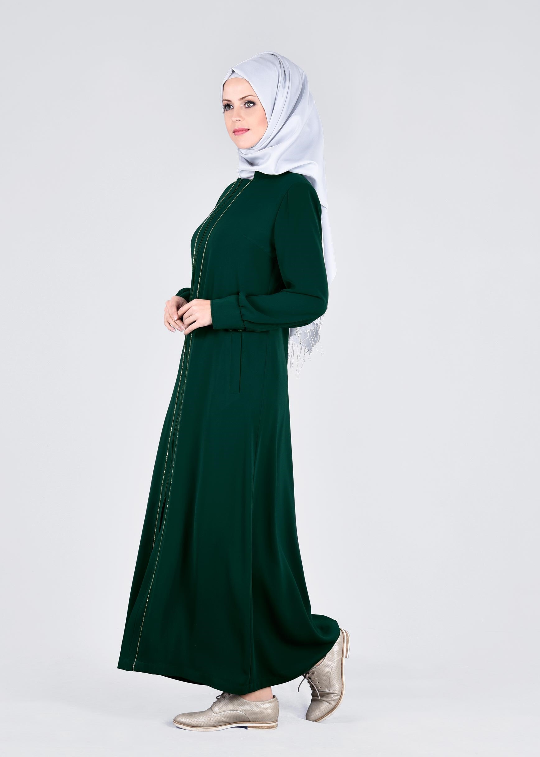 Tesettür giyim YEŞİL 1037 VİRONA PARDESÜ 42/50 TEK40