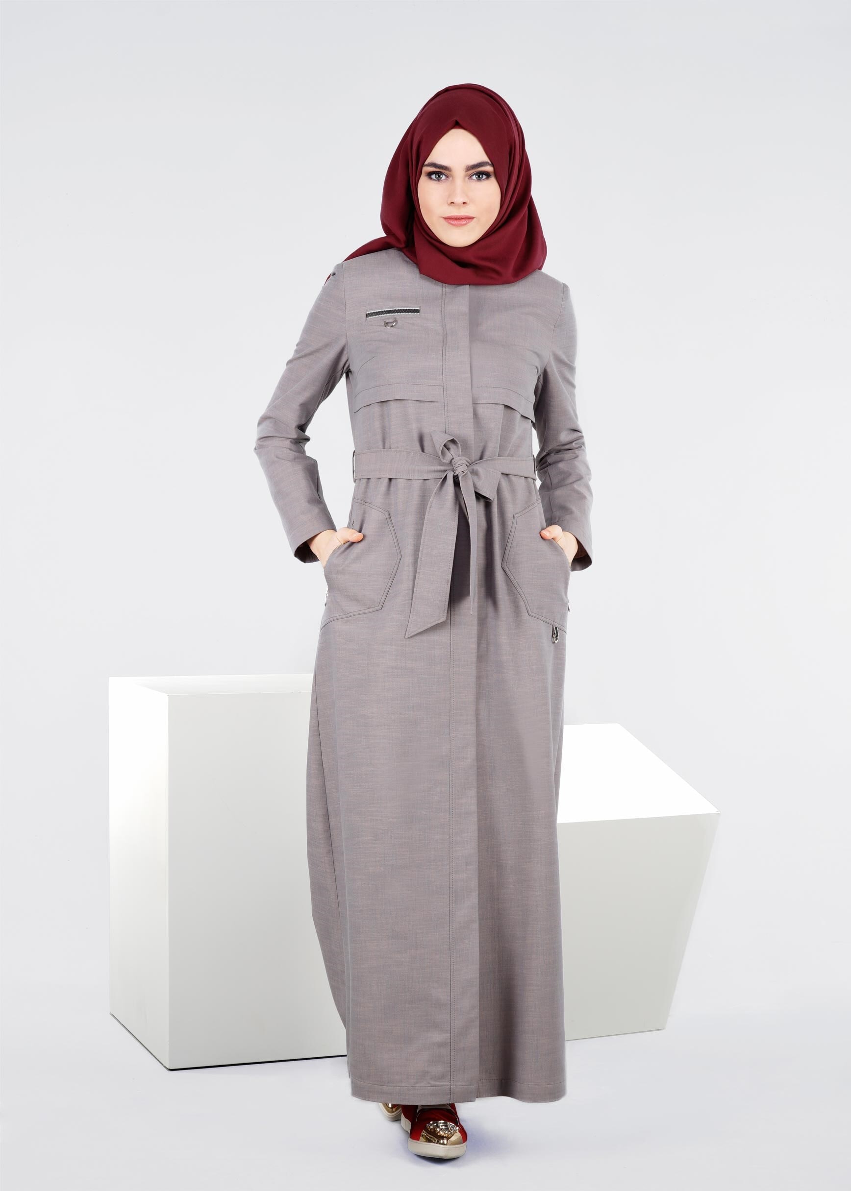 Tesettür giyim GRİ 1039 17631 PARDESÜ 40/48 TEK42