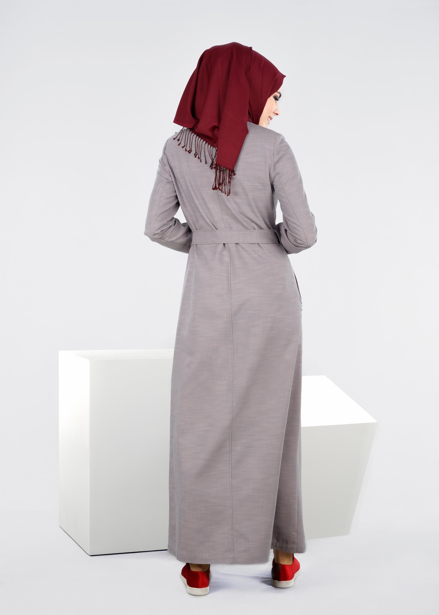 Tesettür giyim GRİ 1039 17631 PARDESÜ 40/48 TEK42