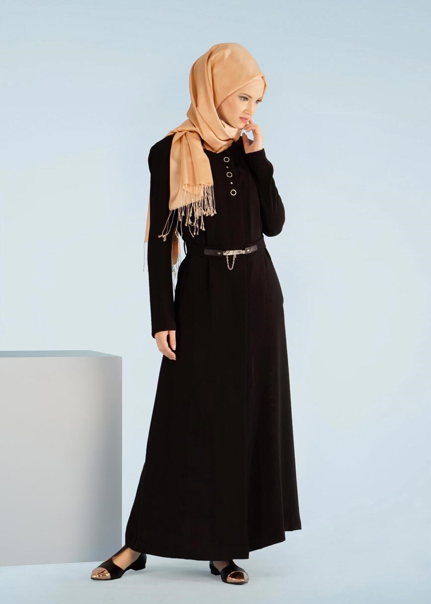 Tesettür giyim SİYAH 1049 ORLANDO TESETTÜR PARDESÜ 40/48 TEK42