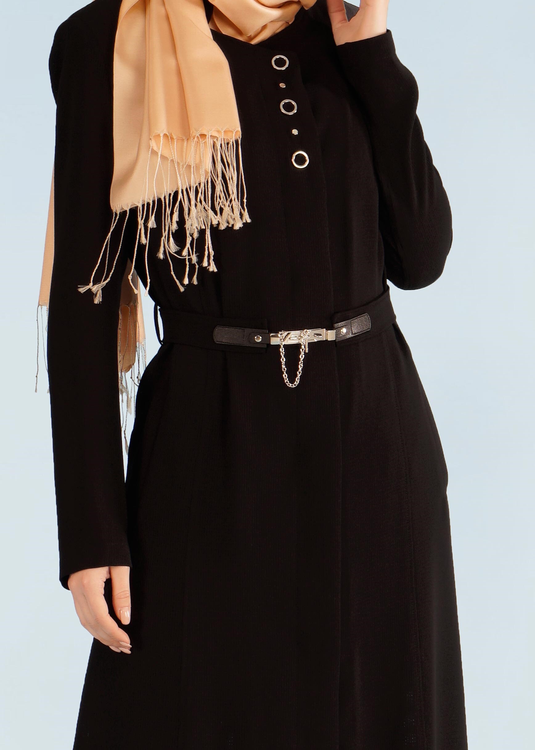 Tesettür giyim SİYAH 1049 ORLANDO TESETTÜR PARDESÜ 40/48 TEK42