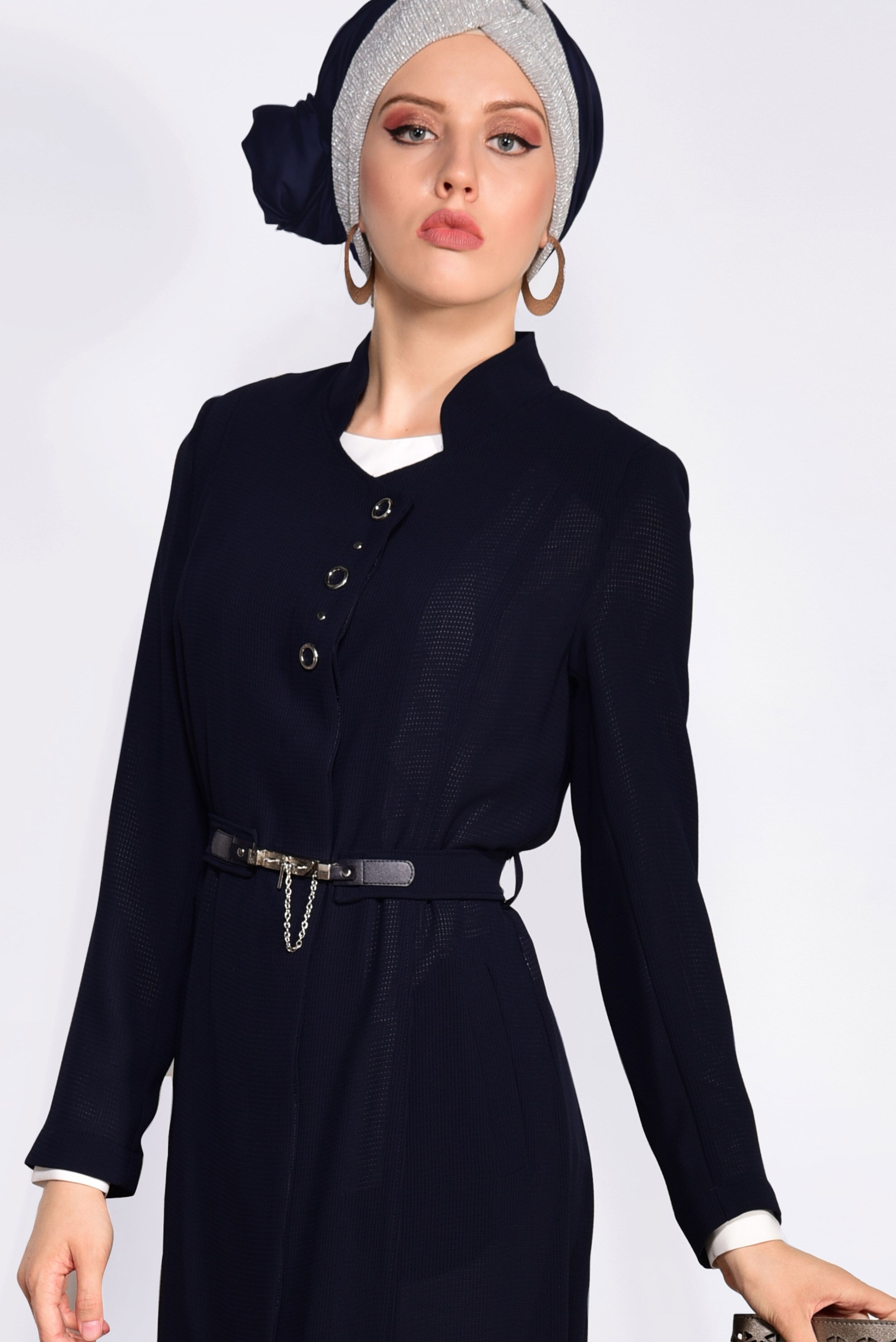 Tesettür giyim LACİVERT 1049 ORLANDO TESETTÜR PARDESÜ 40/48 TEK42