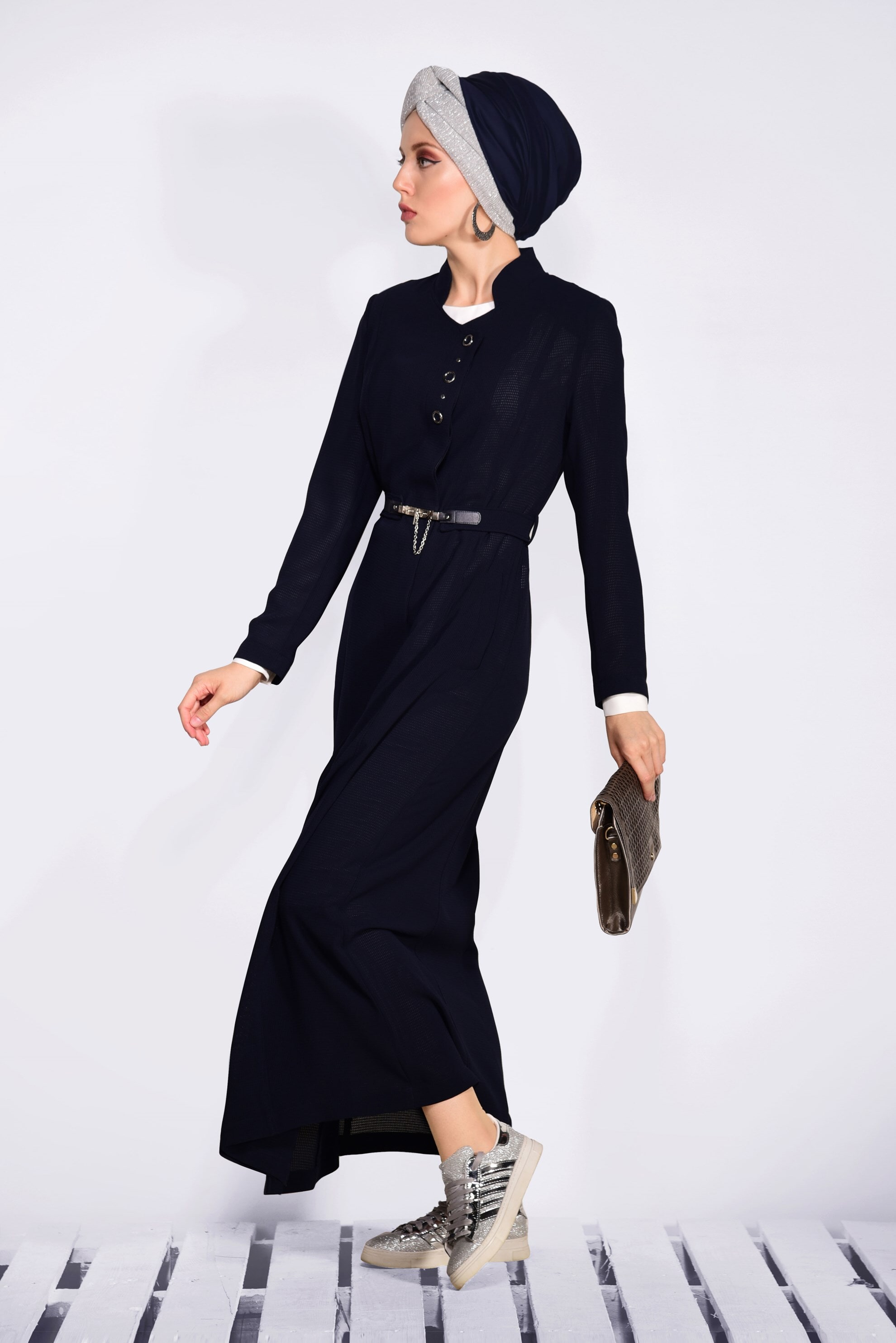 Tesettür giyim LACİVERT 1049 ORLANDO TESETTÜR PARDESÜ 40/48 TEK42