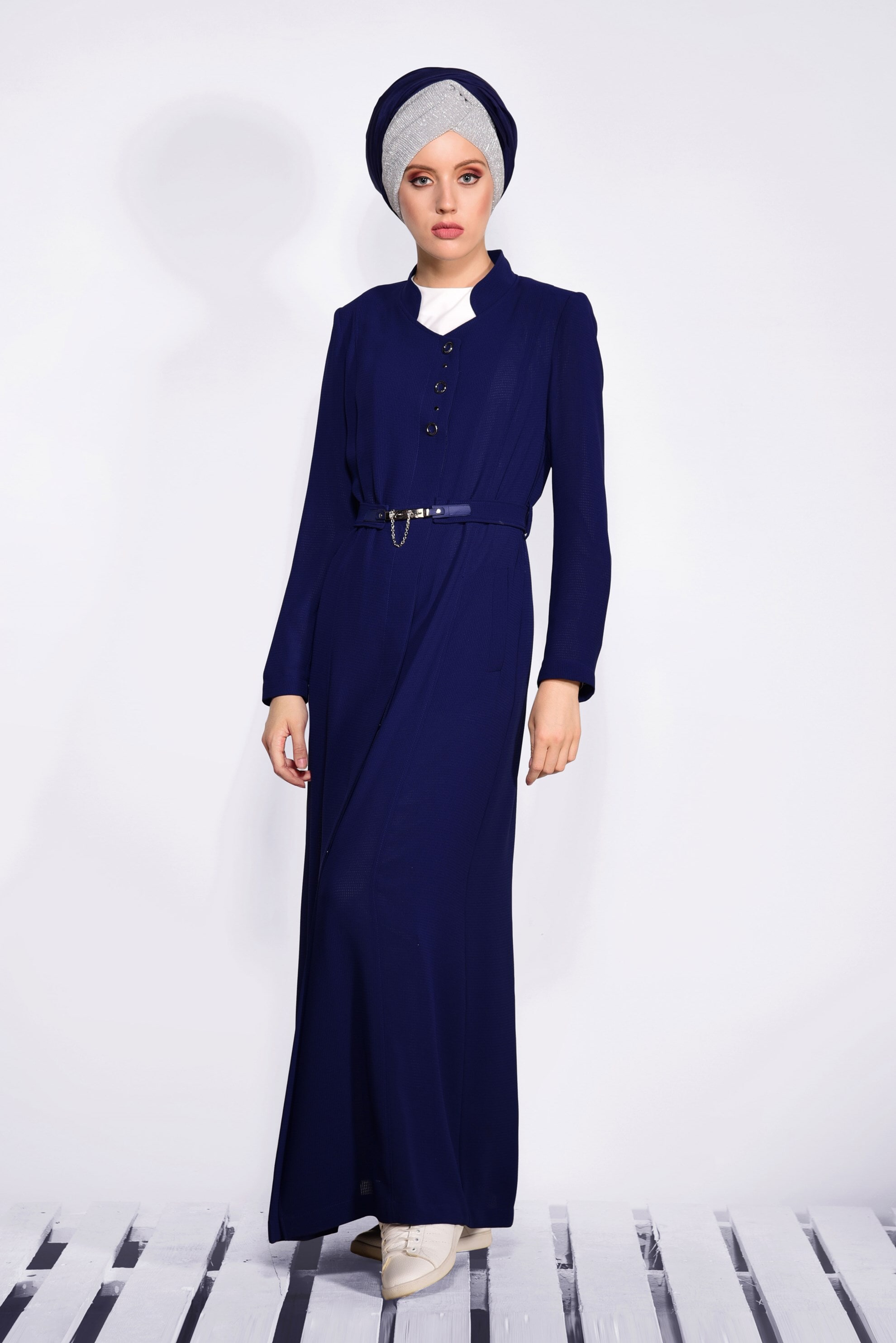 Tesettür giyim LACİVERT 1049 ORLANDO TESETTÜR PARDESÜ 40/48 TEK42