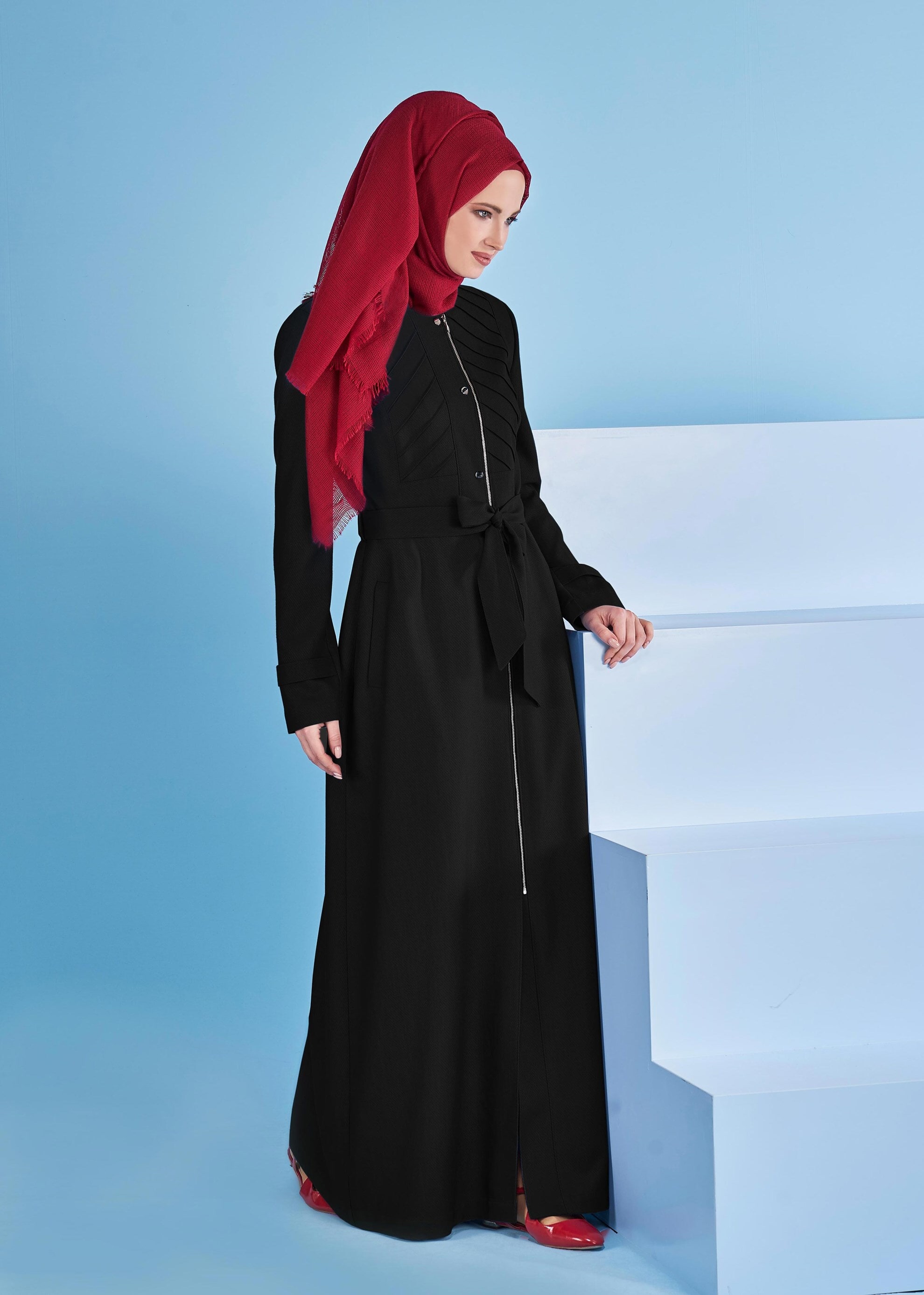 Tesettür giyim SİYAH 1052 TAYLOR PARDESÜ 40/48 TEK38