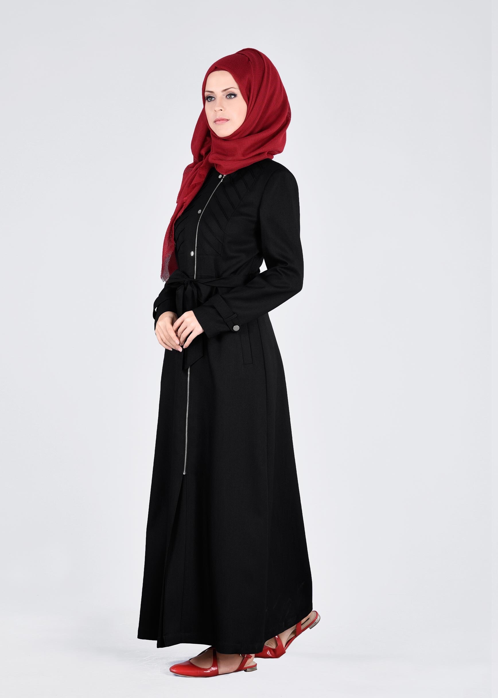 Tesettür giyim SİYAH 1052 TAYLOR PARDESÜ 40/48 TEK38