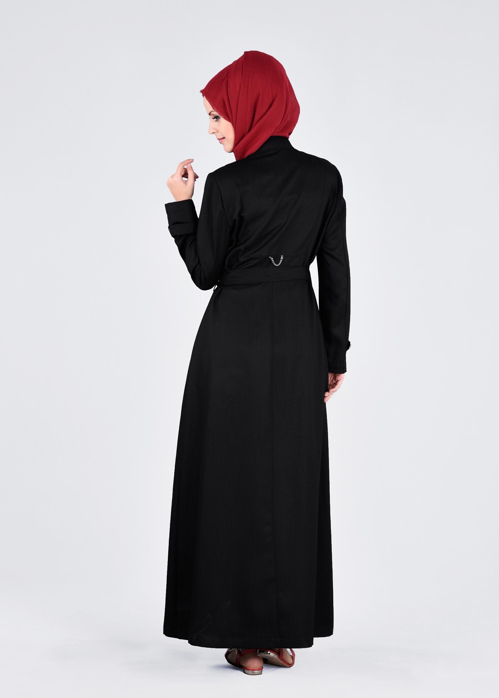 Tesettür giyim SİYAH 1052 TAYLOR PARDESÜ 40/48 TEK38