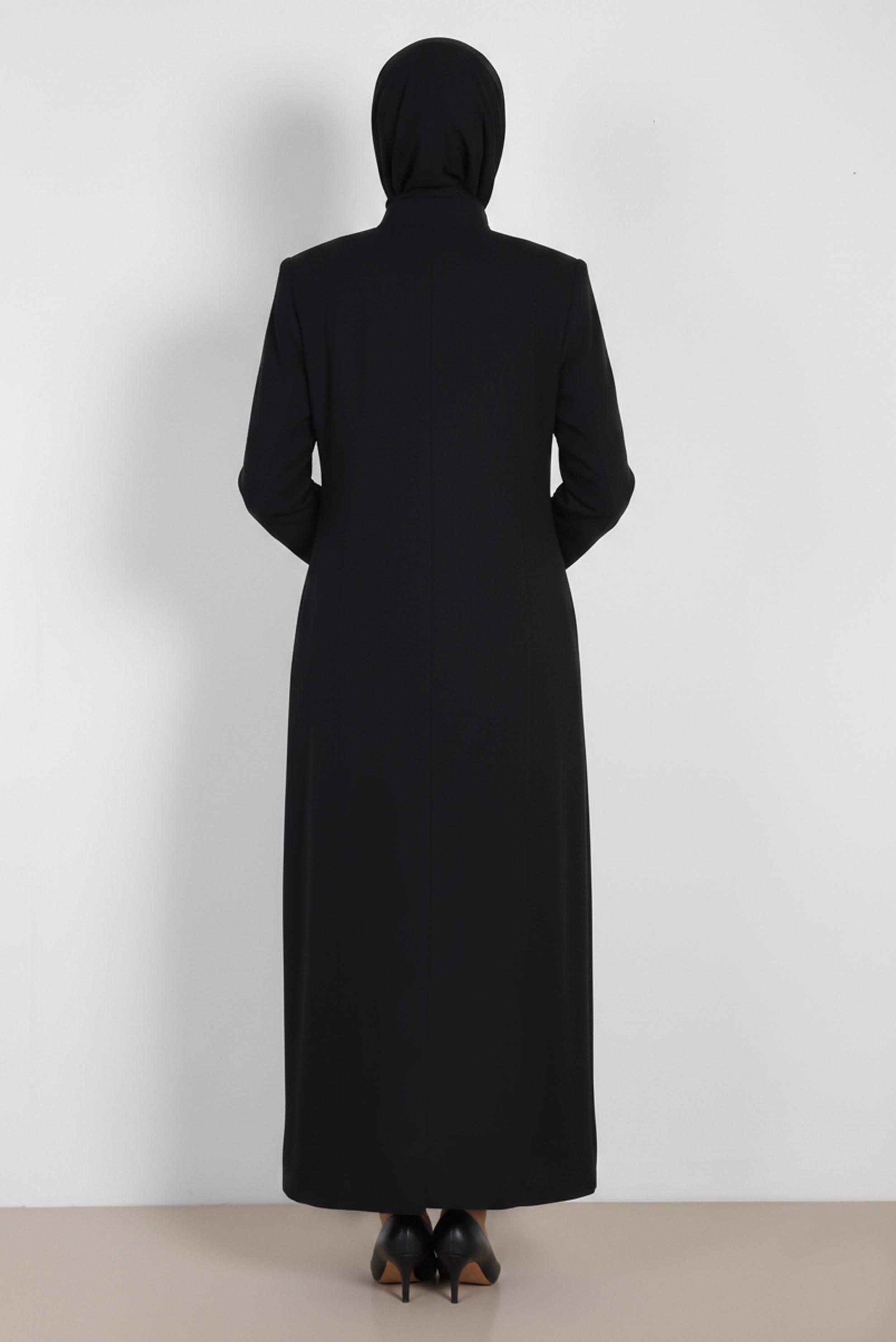 Tesettür giyim SİYAH DÜĞMELİ PARDESÜ 1057