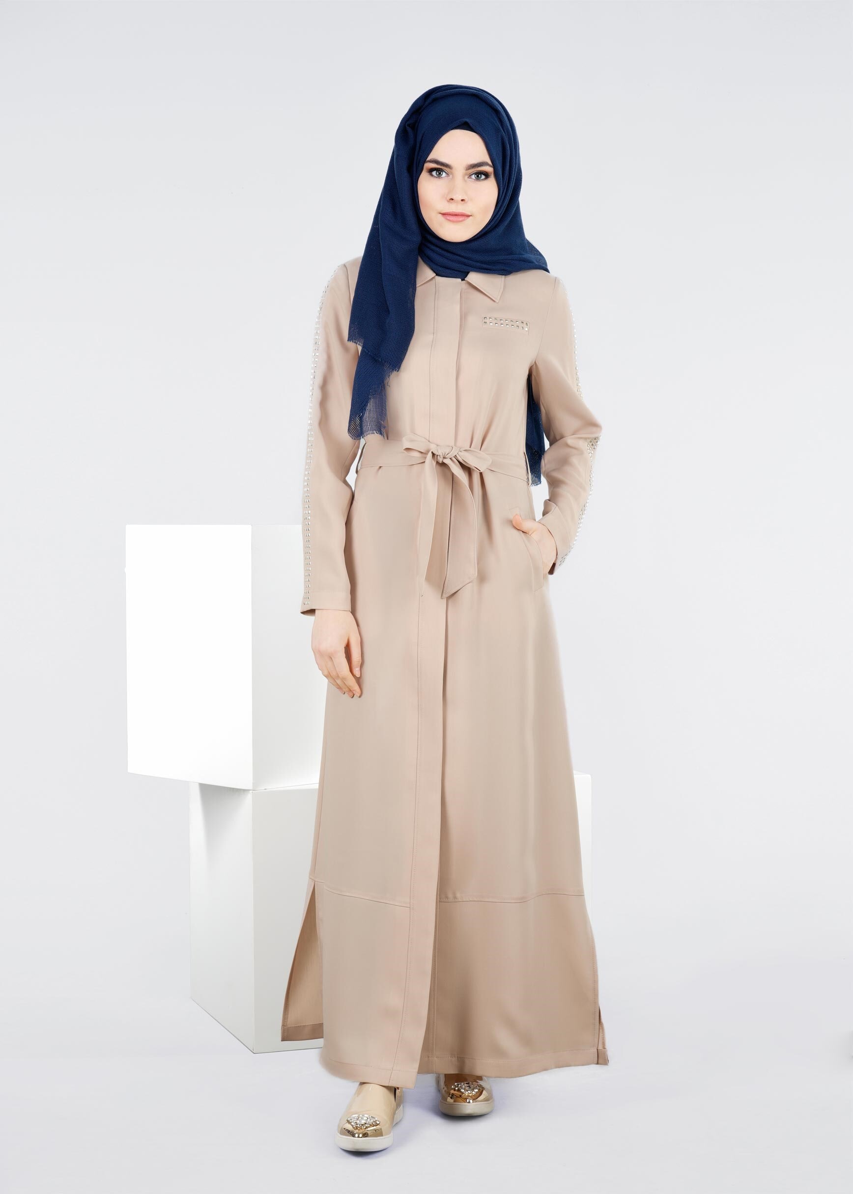 Tesettür giyim BEJ 1060 NEW DEFNE PARDESÜ 40/48 TEK38