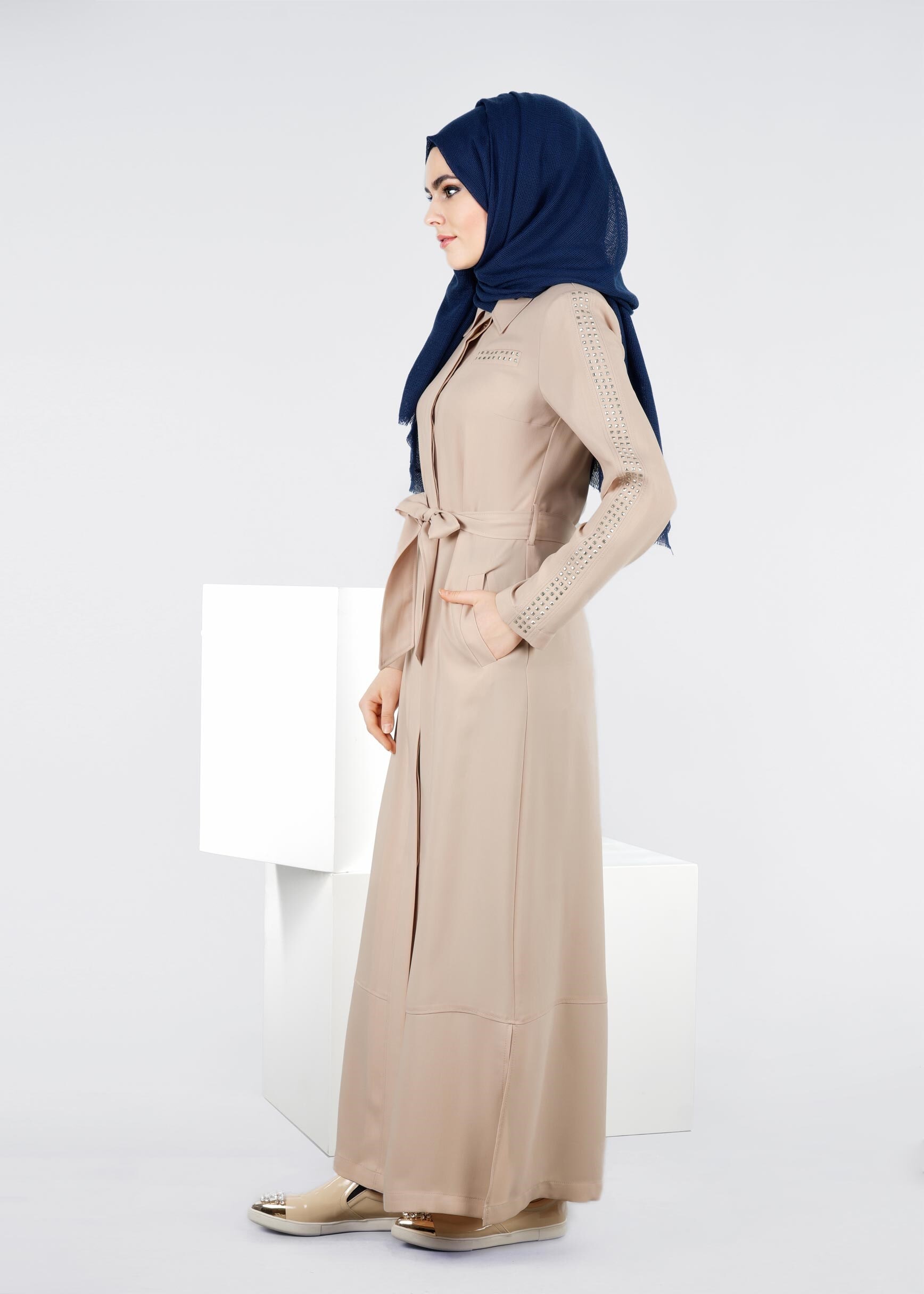 Tesettür giyim BEJ 1060 NEW DEFNE PARDESÜ 40/48 TEK38