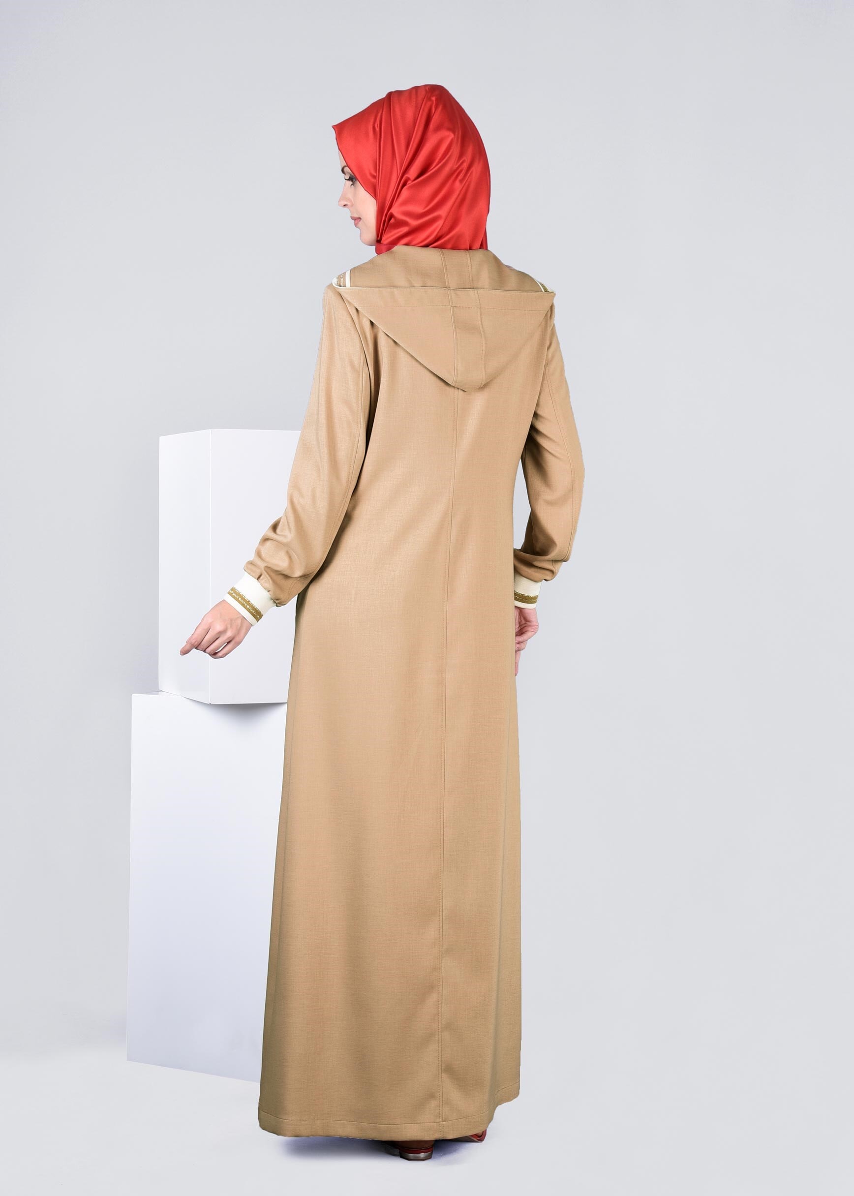 Tesettür giyim BEJ 1070 STİL 8563 PARDESÜ 38/44 TEK40