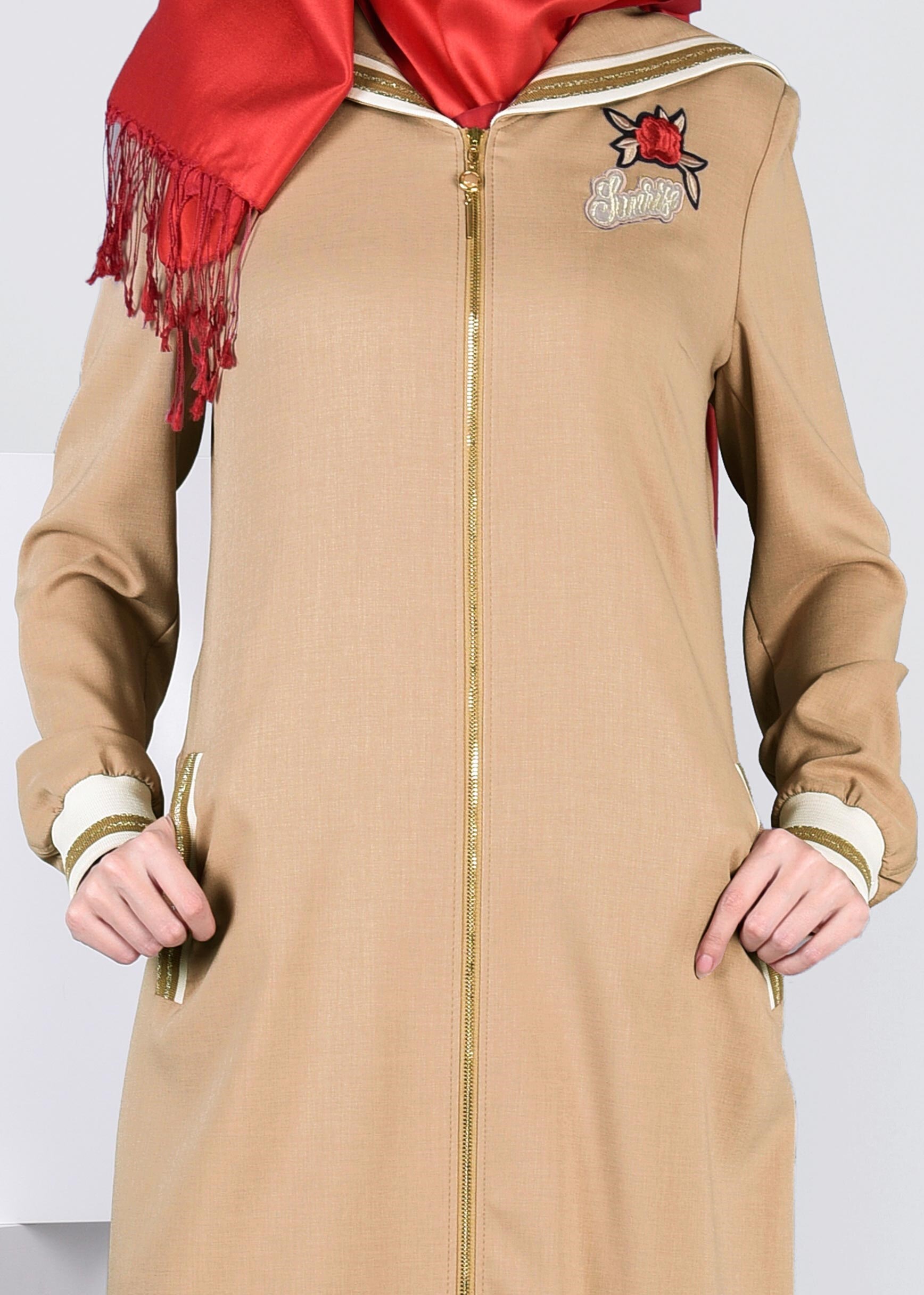 Tesettür giyim BEJ 1070 STİL 8563 PARDESÜ 38/44 TEK40