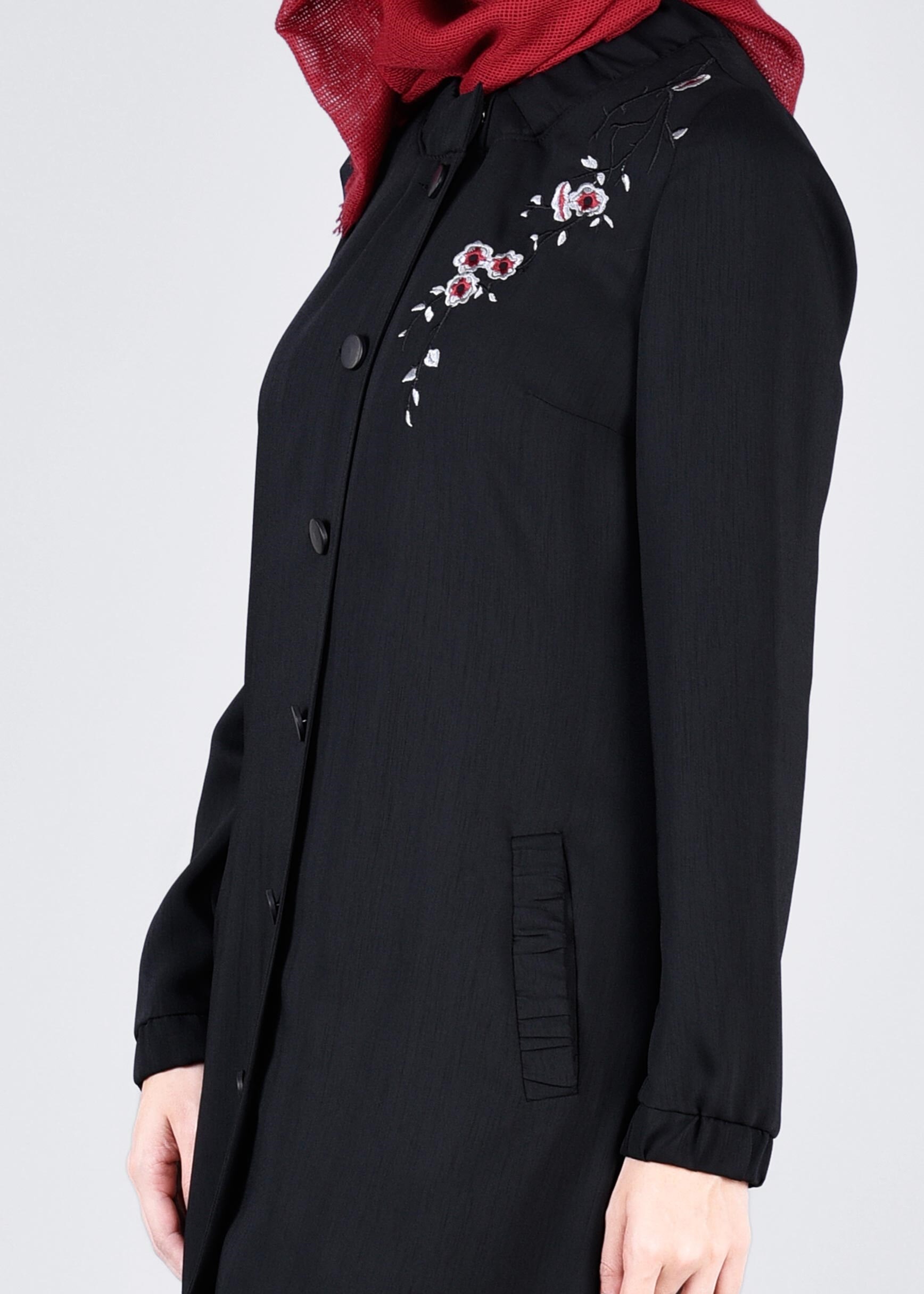 Tesettür giyim SİYAH 1072 NEW DEFNE PARDESÜ 38/46