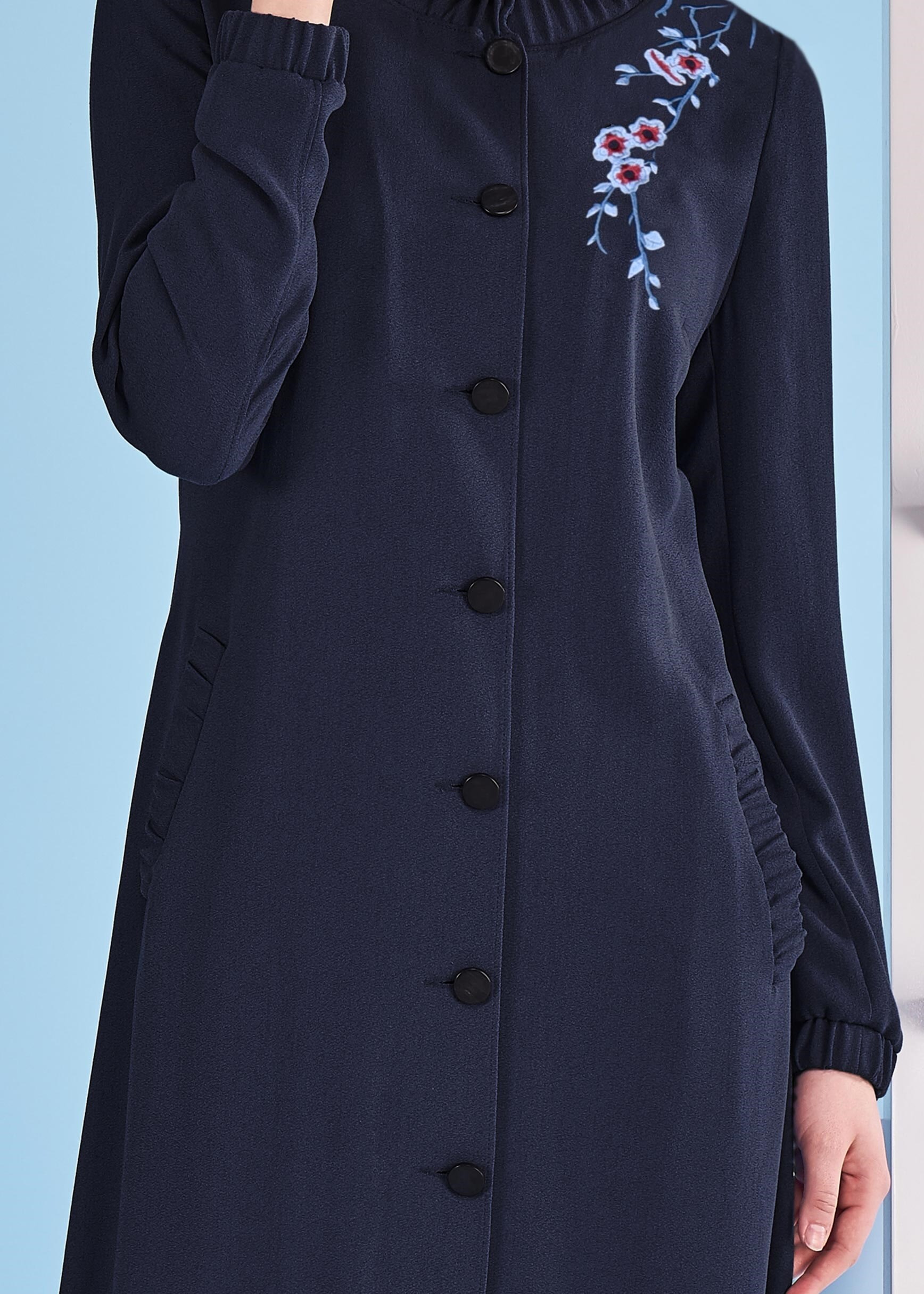 Tesettür giyim LACİVERT 1072 NEW DEFNE PARDESÜ 38/46