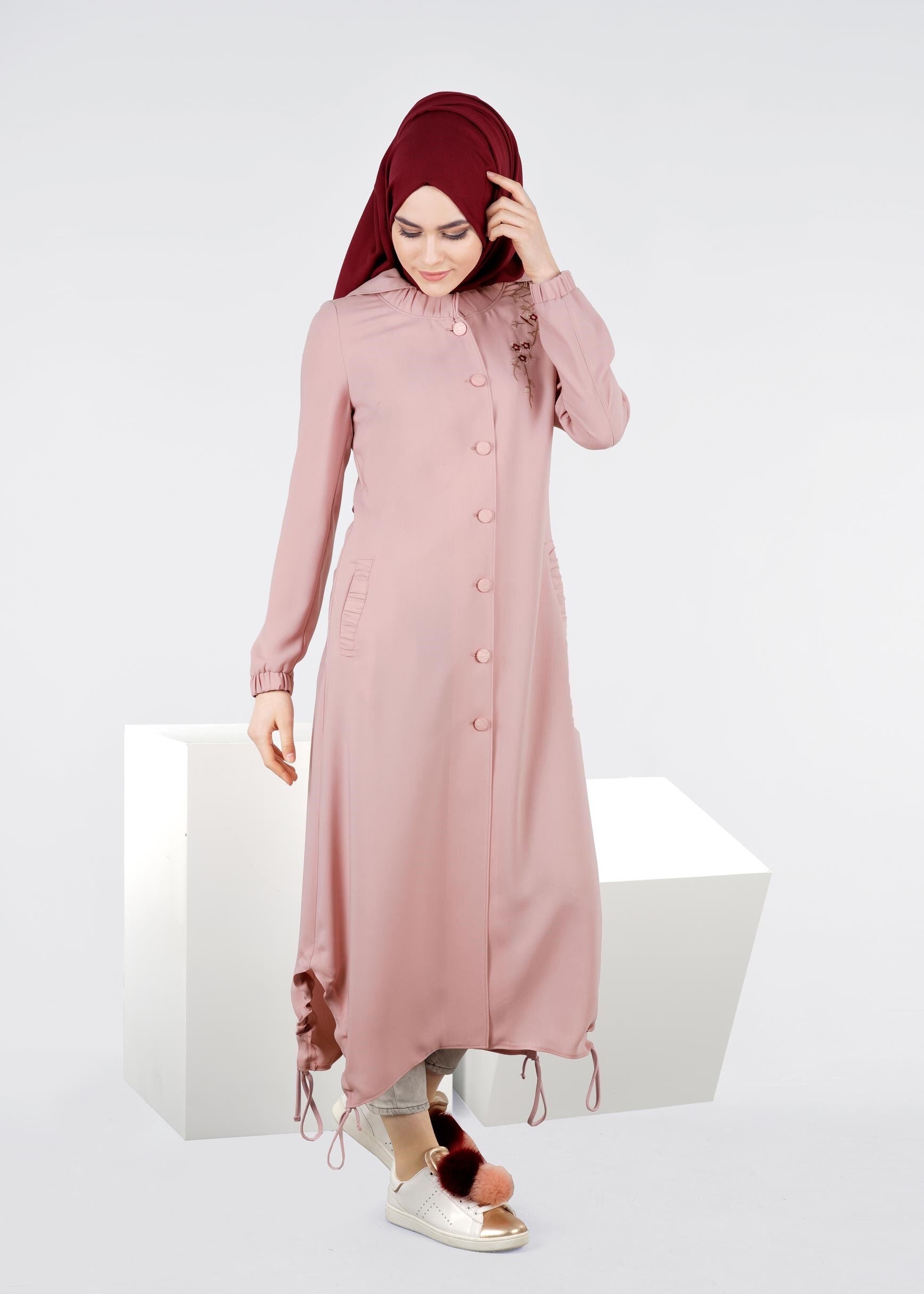 Tesettür giyim PUDRA 1072 NEW DEFNE PARDESÜ 38/46