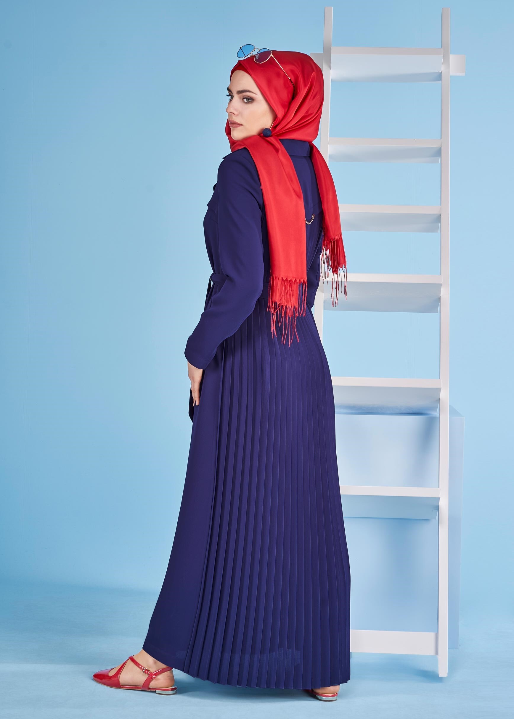 Tesettür giyim LACİVERT 1074 ELVAN 3731 PARDESÜ 38/44 TEK40