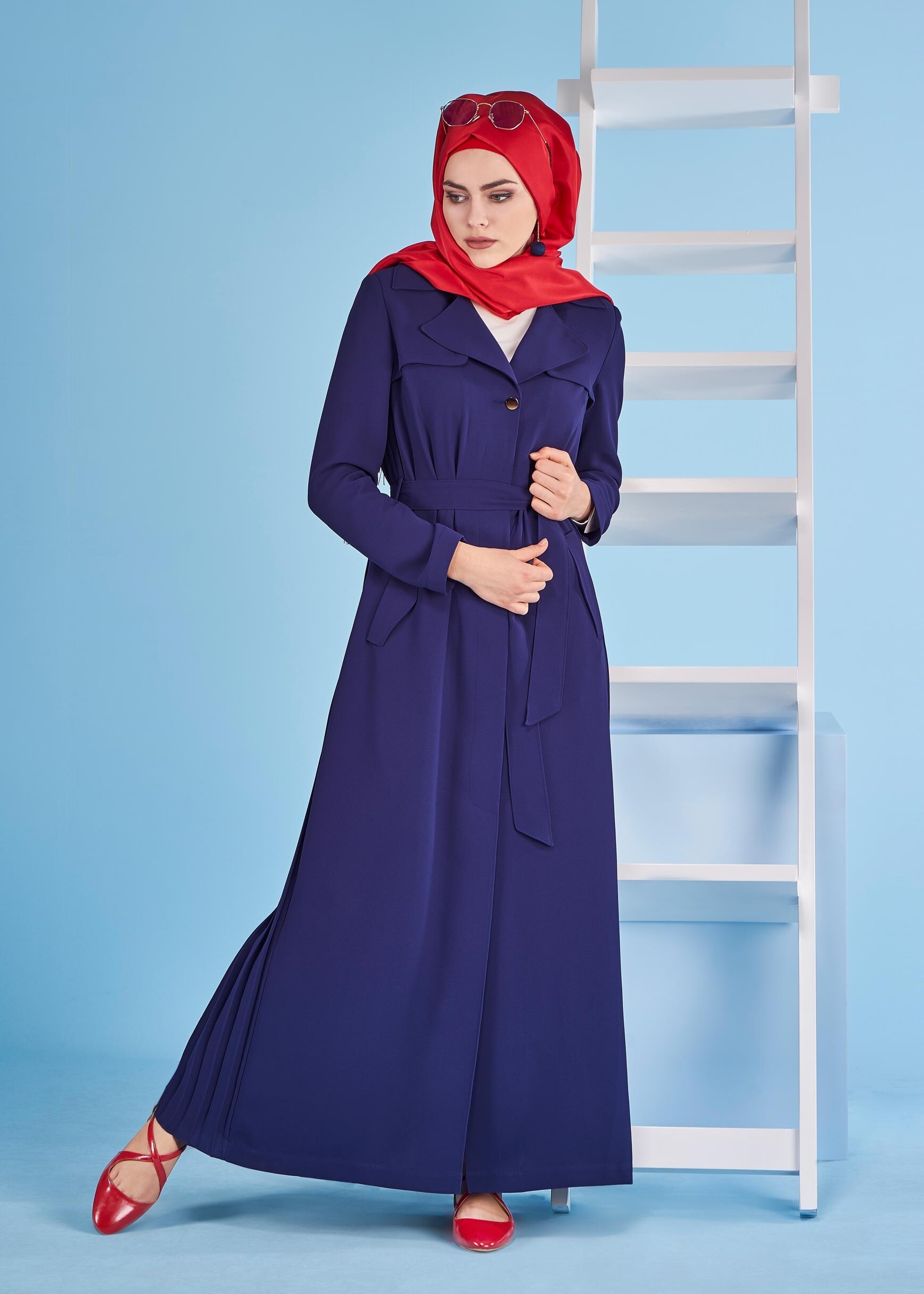 Tesettür giyim LACİVERT 1074 ELVAN 3731 PARDESÜ 38/44 TEK40