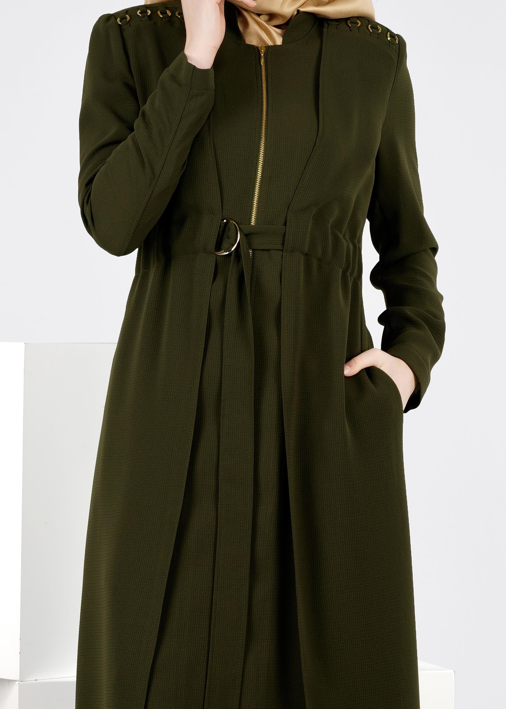 Tesettür giyim HAKİ 1077 ORLANDO PARDESÜ 38/46 TEK40