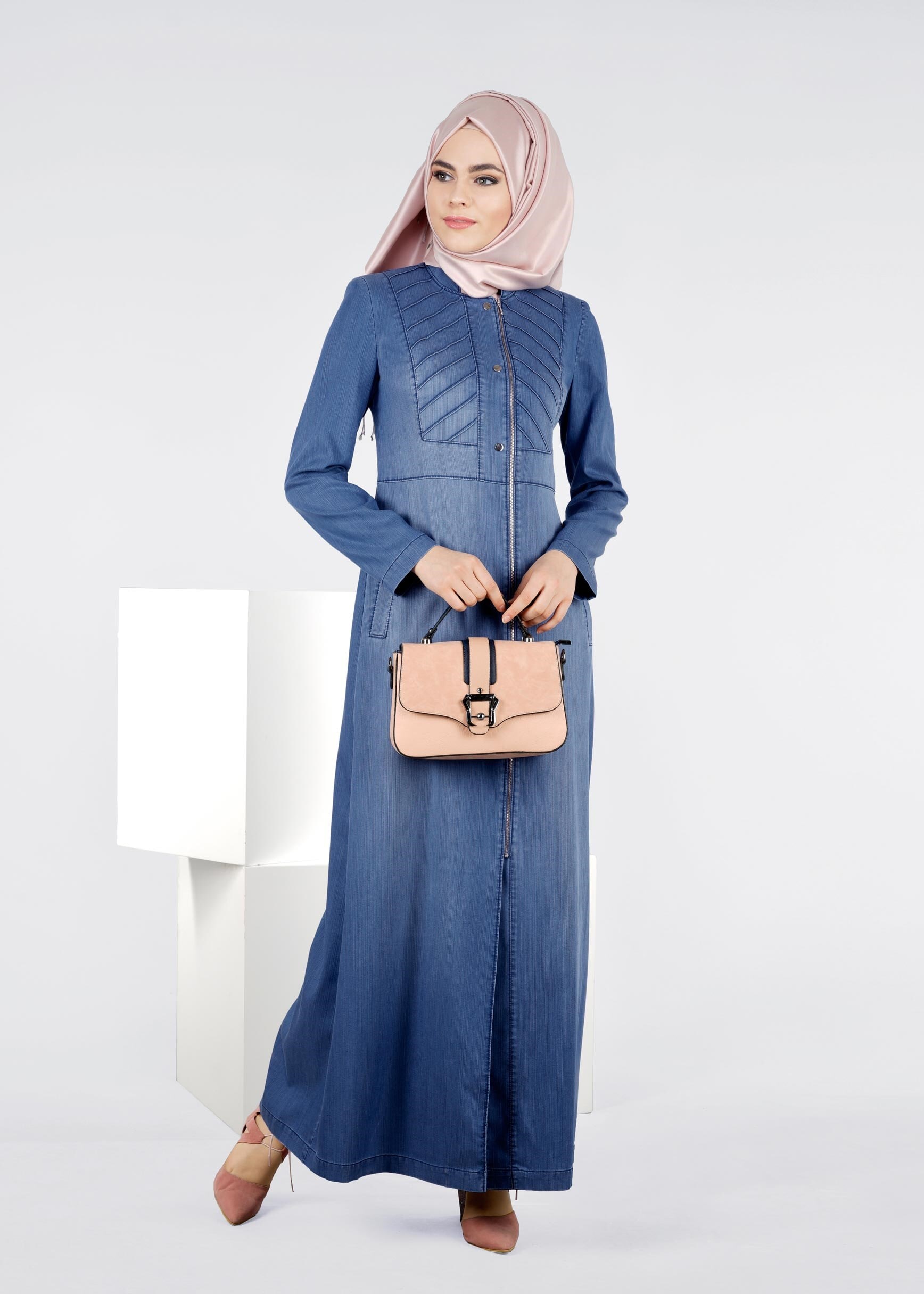 Tesettür giyim LACİVERT 1078 MARTİNİC PARDESÜ 38/48