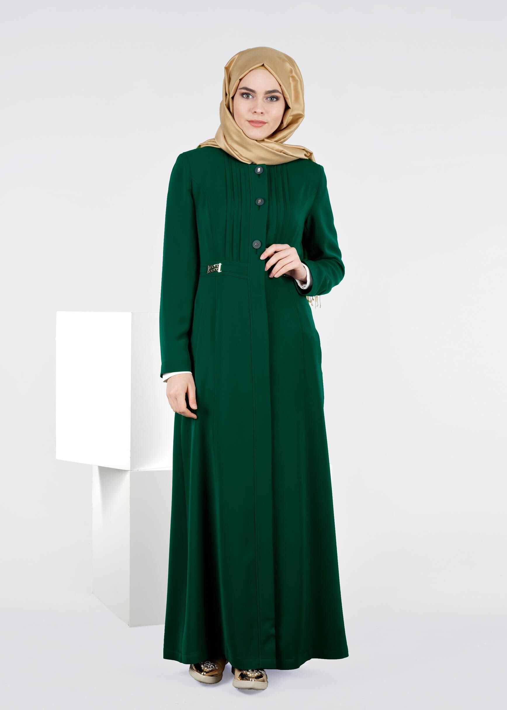 Tesettür giyim YEŞİL 1079 KİWON PARDESÜ 40/48 TEK42