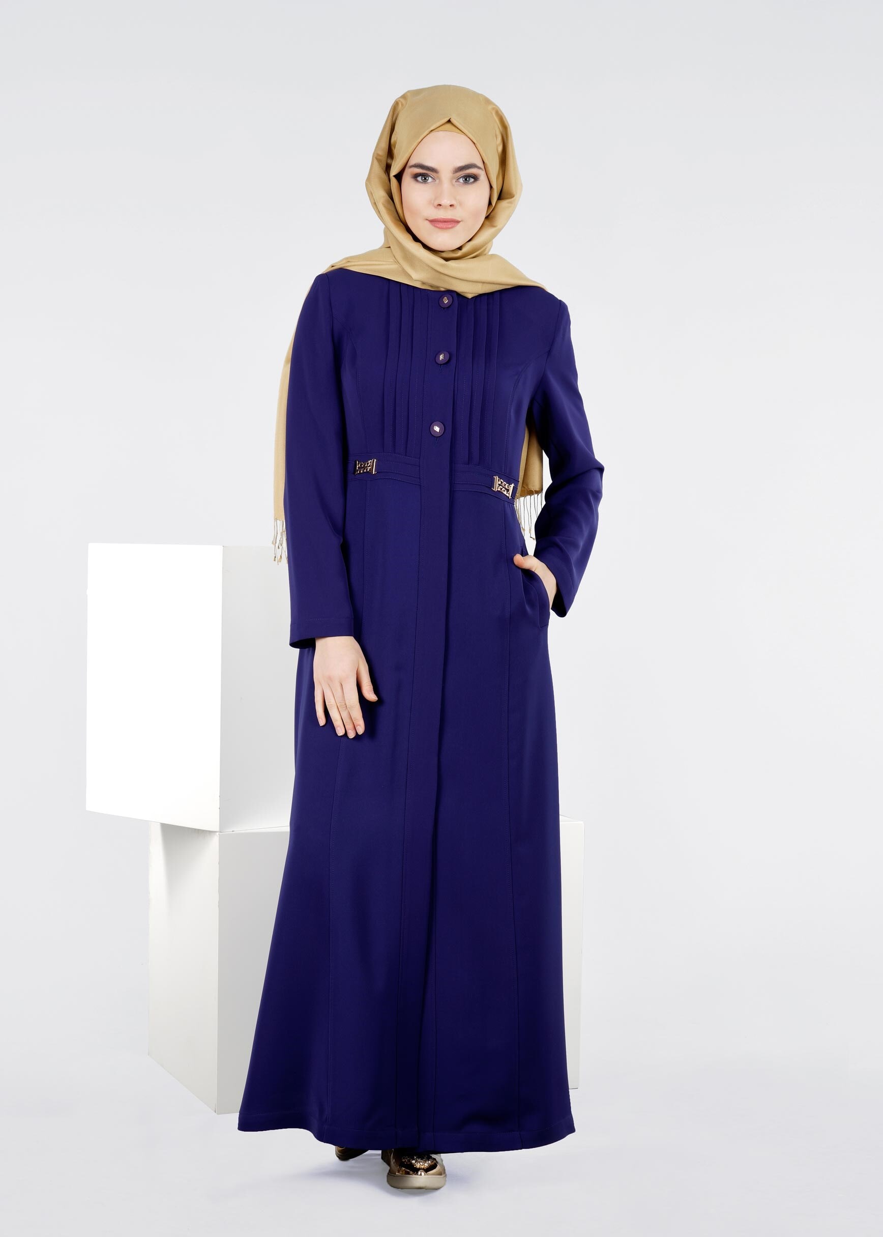 Tesettür giyim MAVİ 1079 KİWON PARDESÜ 40/48 TEK42