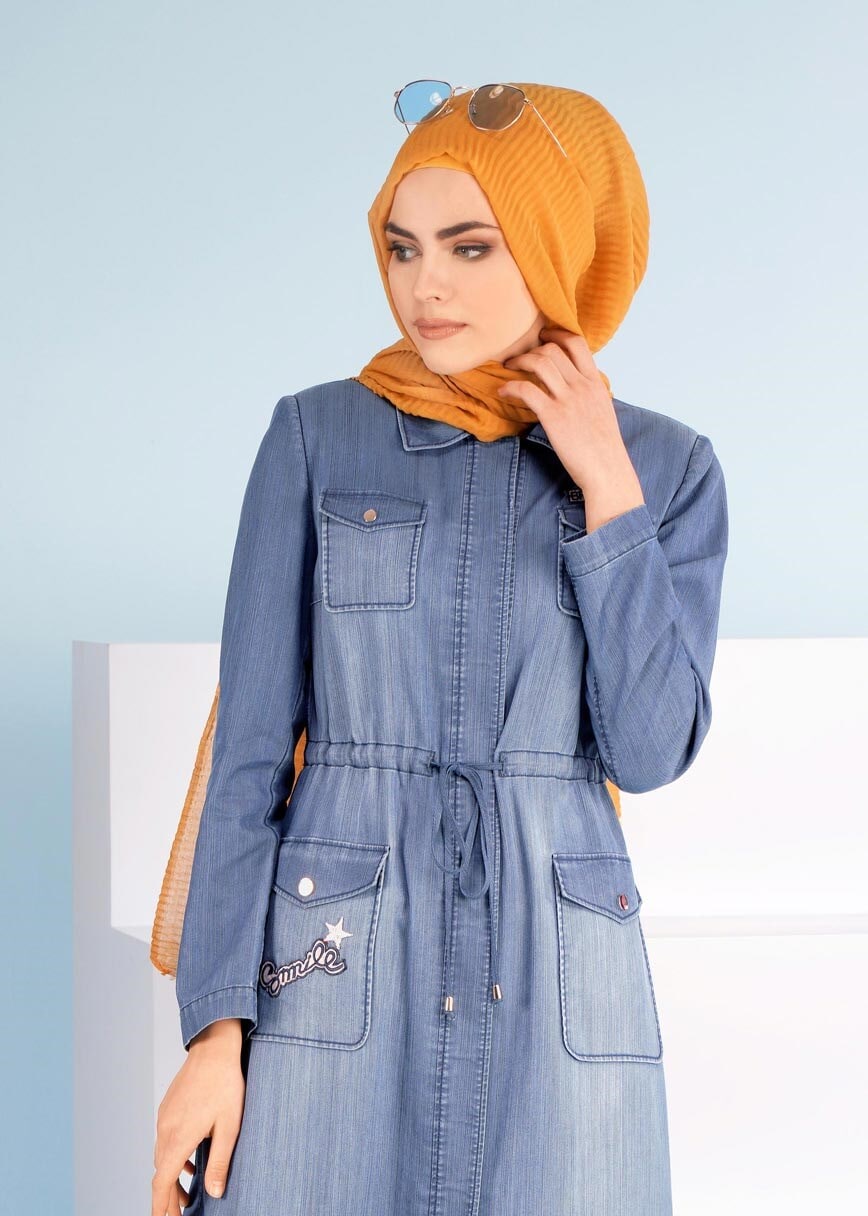 Tesettür giyim LACİVERT 1084 MARTİNİC PARDESÜ 38/44