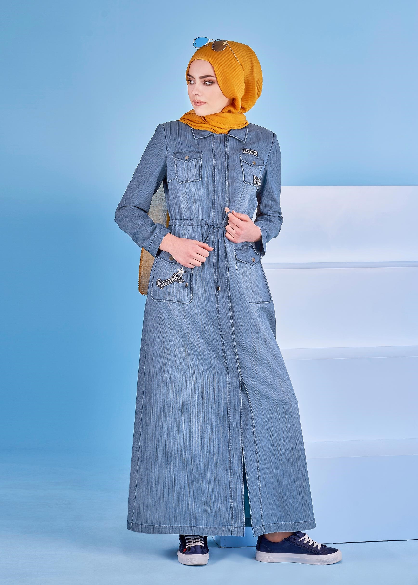 Tesettür giyim LACİVERT 1084 MARTİNİC PARDESÜ 38/44