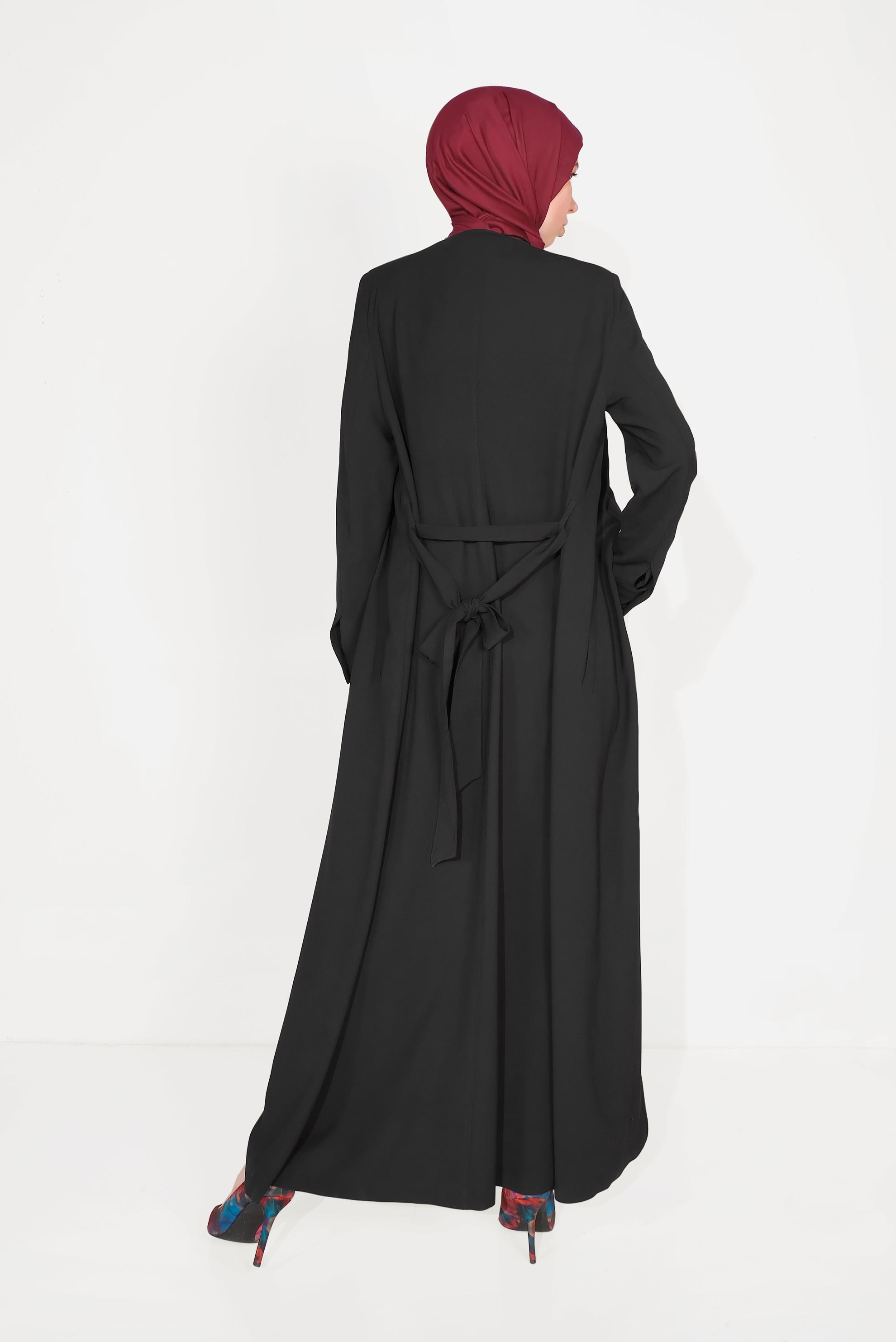 Tesettür giyim SİYAH ÇİÇEK NAKIŞLI PARDESÜ 1086