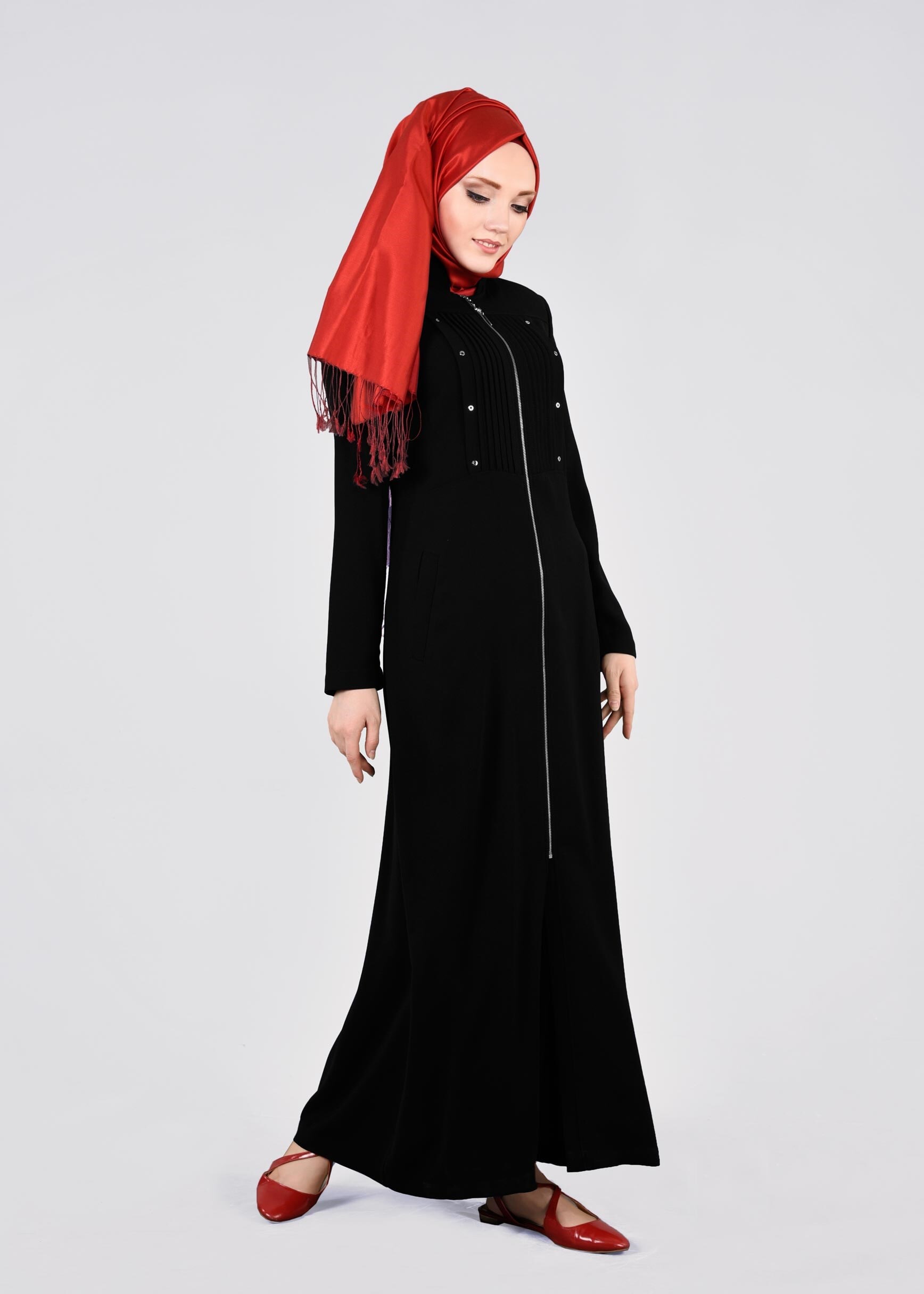 Tesettür giyim SİYAH 1087 MARAL 5985 PARDESÜ 40/48 TEK42