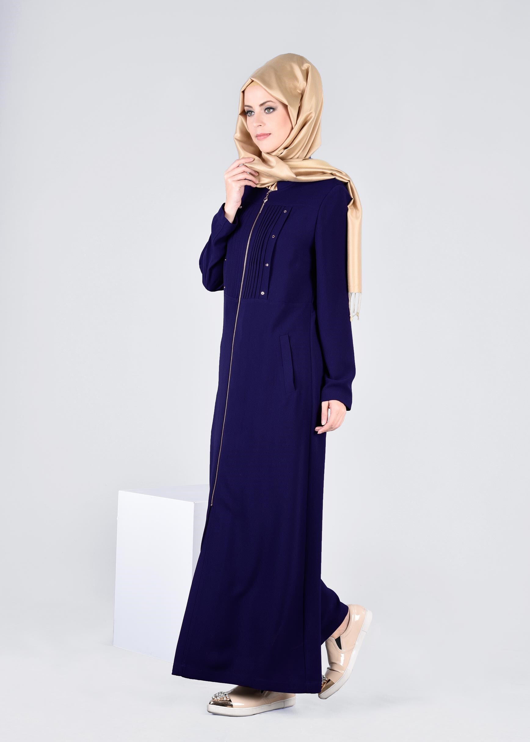 Tesettür giyim LACİVERT 1087 MARAL 5985 PARDESÜ 40/48 TEK42