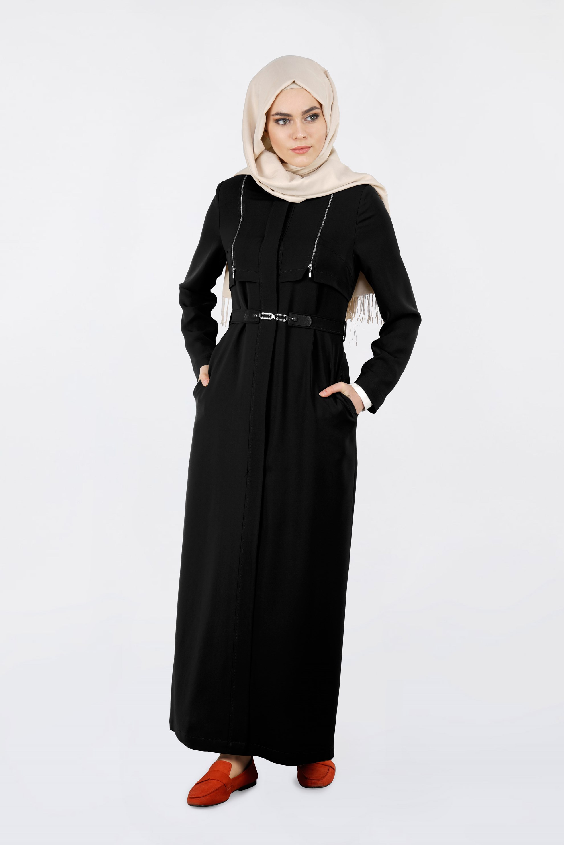 Tesettür giyim SİYAH 1088 KİWON TESETTÜR PARDESÜ 40/46 TEK38