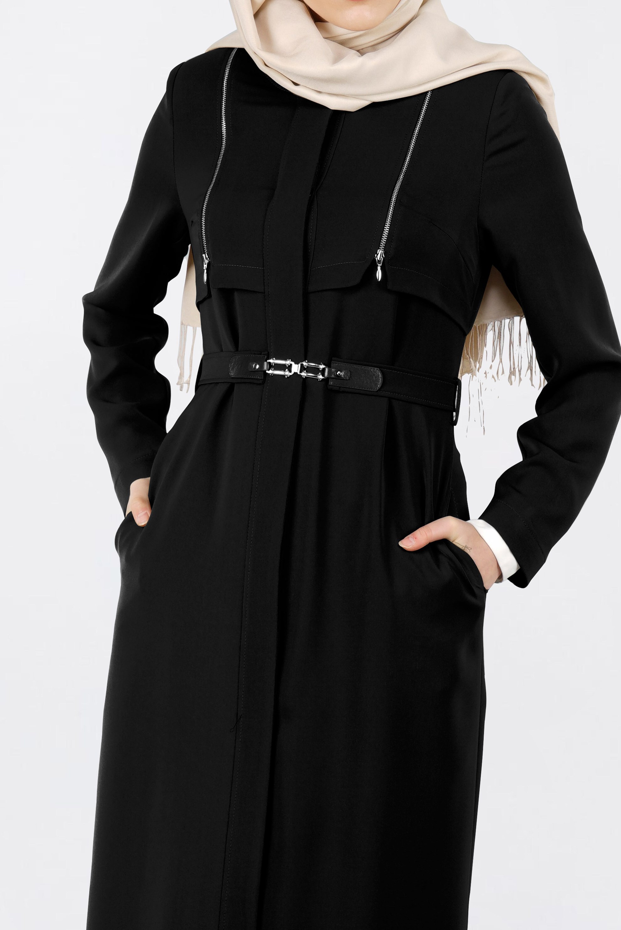 Tesettür giyim SİYAH 1088 KİWON TESETTÜR PARDESÜ 40/46 TEK38