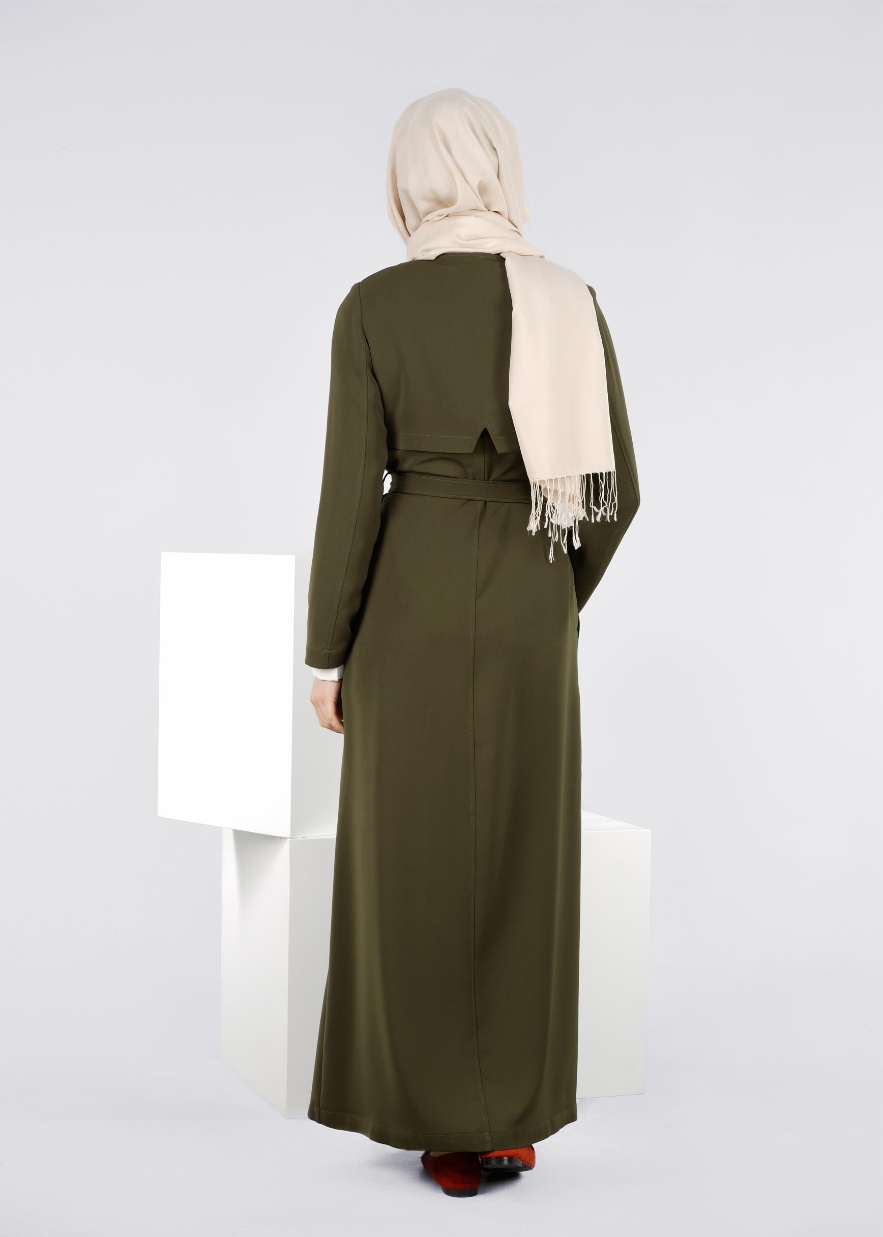 Tesettür giyim HAKİ 1088 KİWON TESETTÜR PARDESÜ 40/46 TEK38