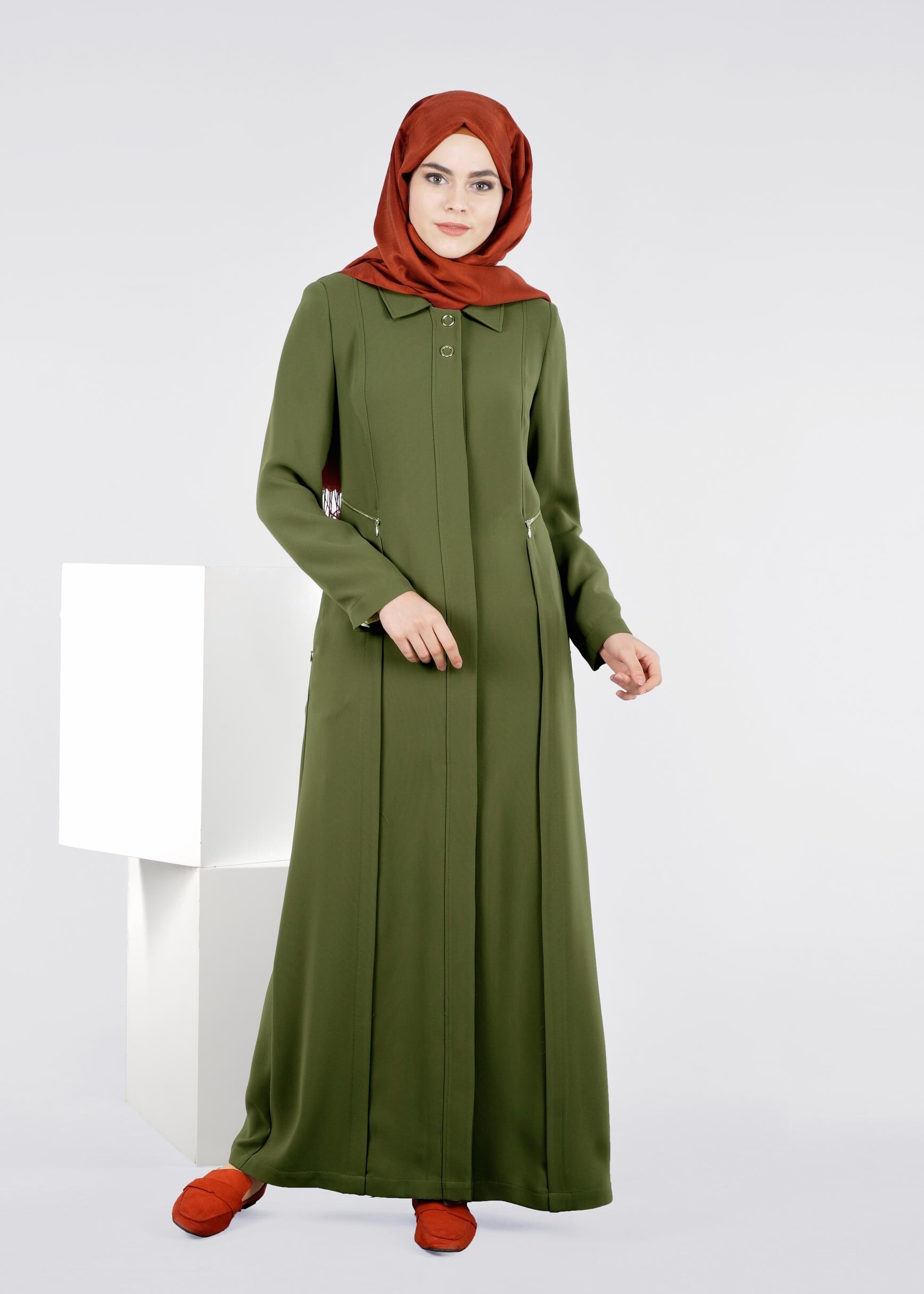 Tesettür giyim HAKİ 1092 NEW SUZANNA PARDESÜ 40/48 TEK42