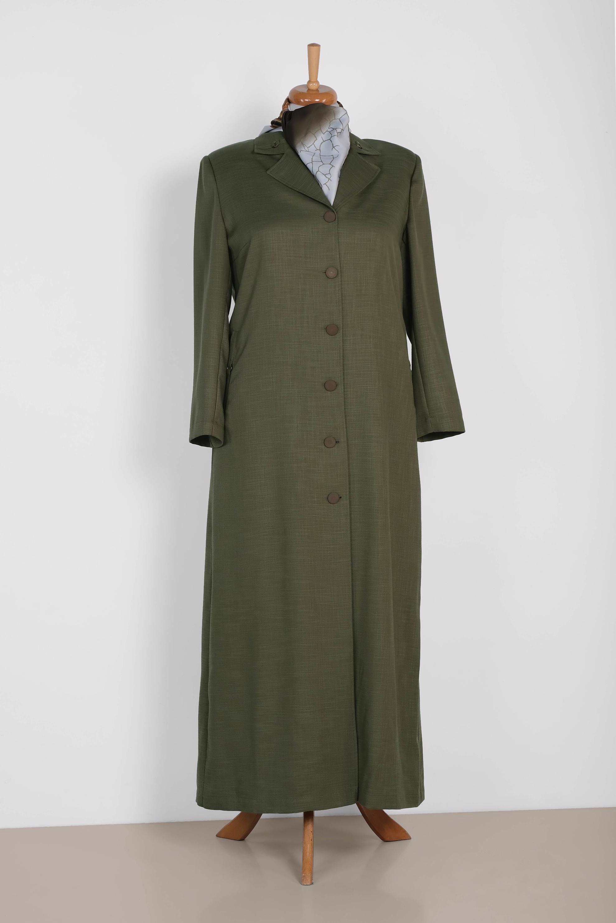 Tesettür giyim HAKİ DÜĞMELİ PARDESÜ 1093