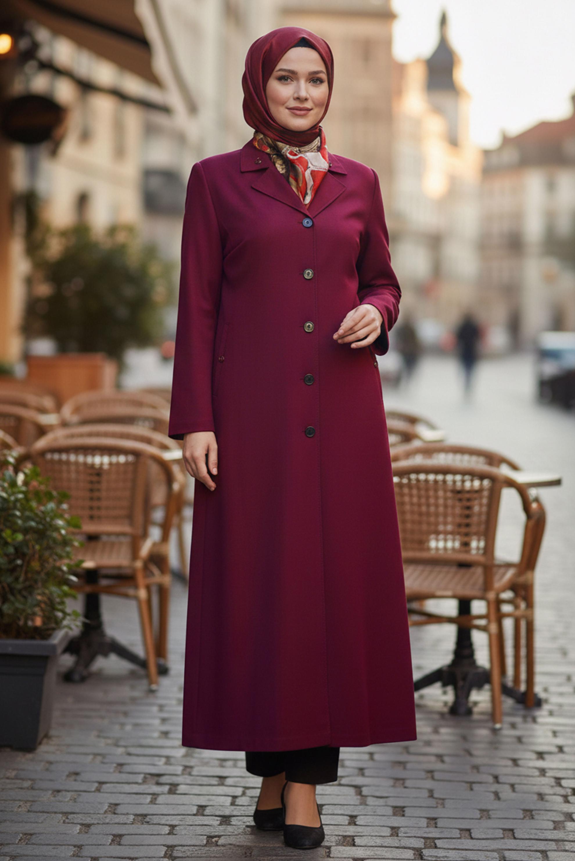 Tesettür giyim MÜRDÜM DÜĞMELİ PARDESÜ 1093