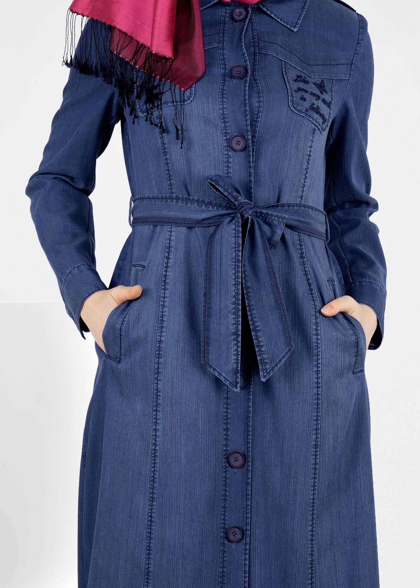 Tesettür giyim LACİVERT 1098 MARTİNİC PARDESÜ 40/46