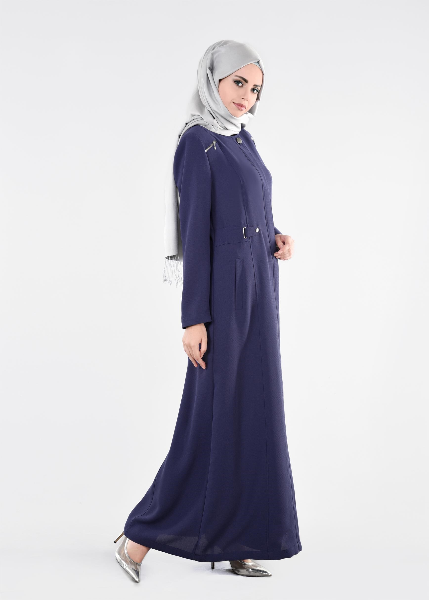 Tesettür giyim LACİVERT 1106 MİLAS PARDESÜ 40/48 TEK38