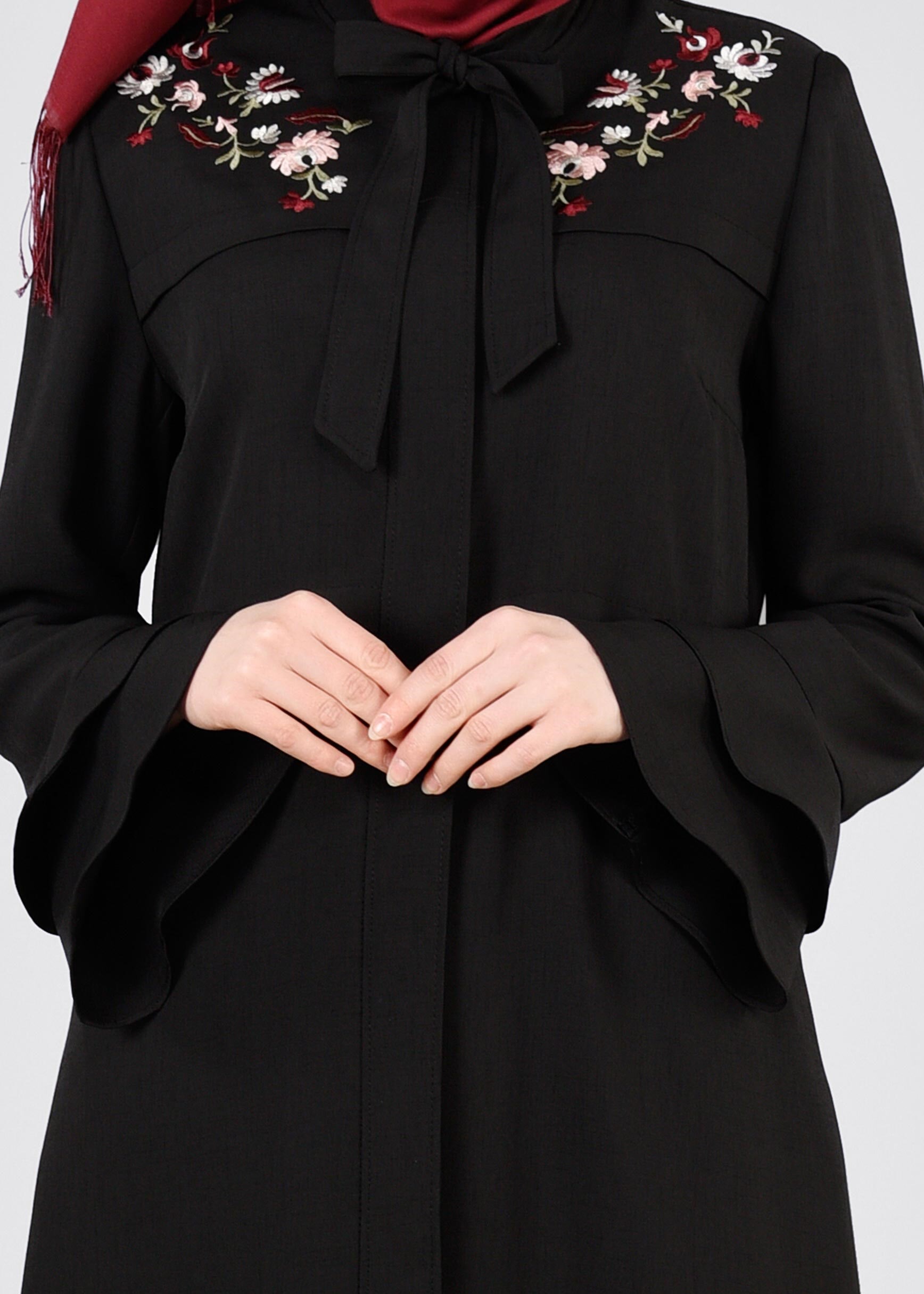 Tesettür giyim SİYAH 1107 NEW DEFNE PARDESÜ 40/46 TEK38